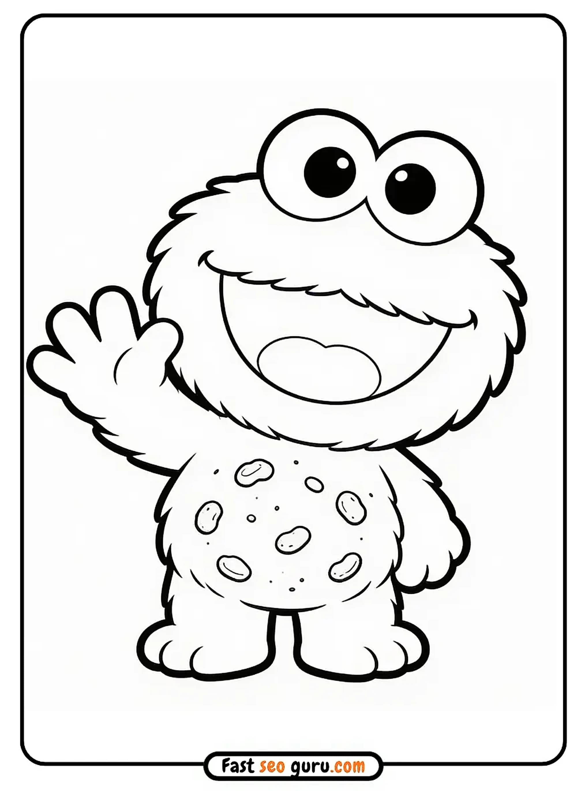Cute Baby Cookie Monster Coloring Page For Kids