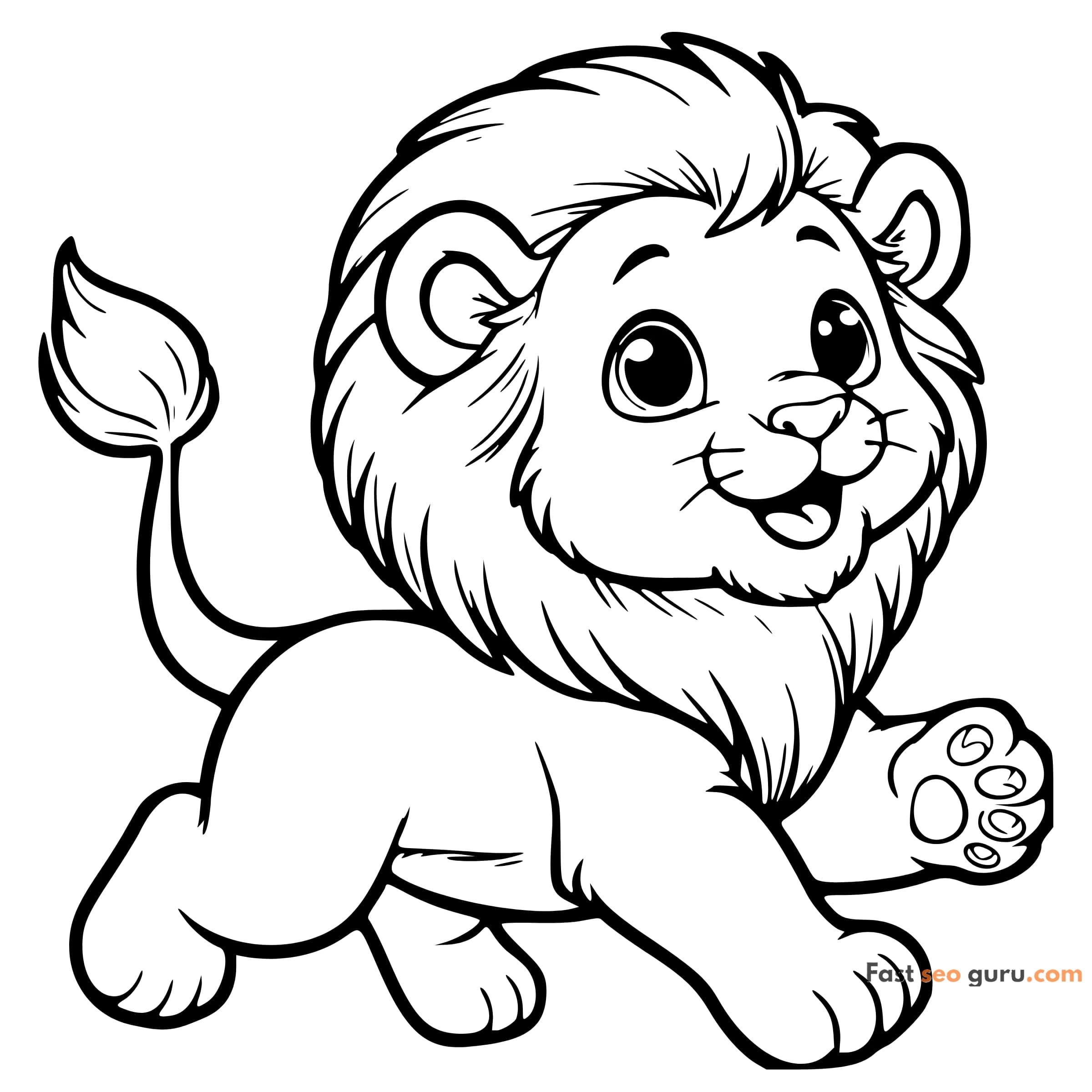 Free printable coloring page Baby Lion Coloring Page Free Printable For Preschool Kids Lion theme for kids and adults - ea...