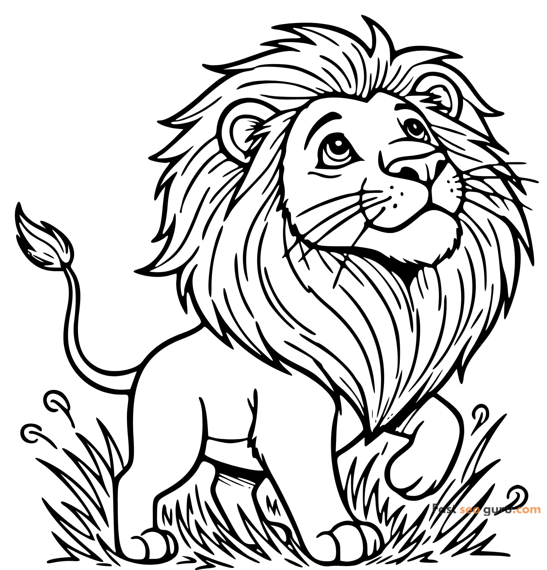 Free printable coloring page Friendly Lion Coloring Page Free Printable Activity Lion theme for kids and adults - easy to ...