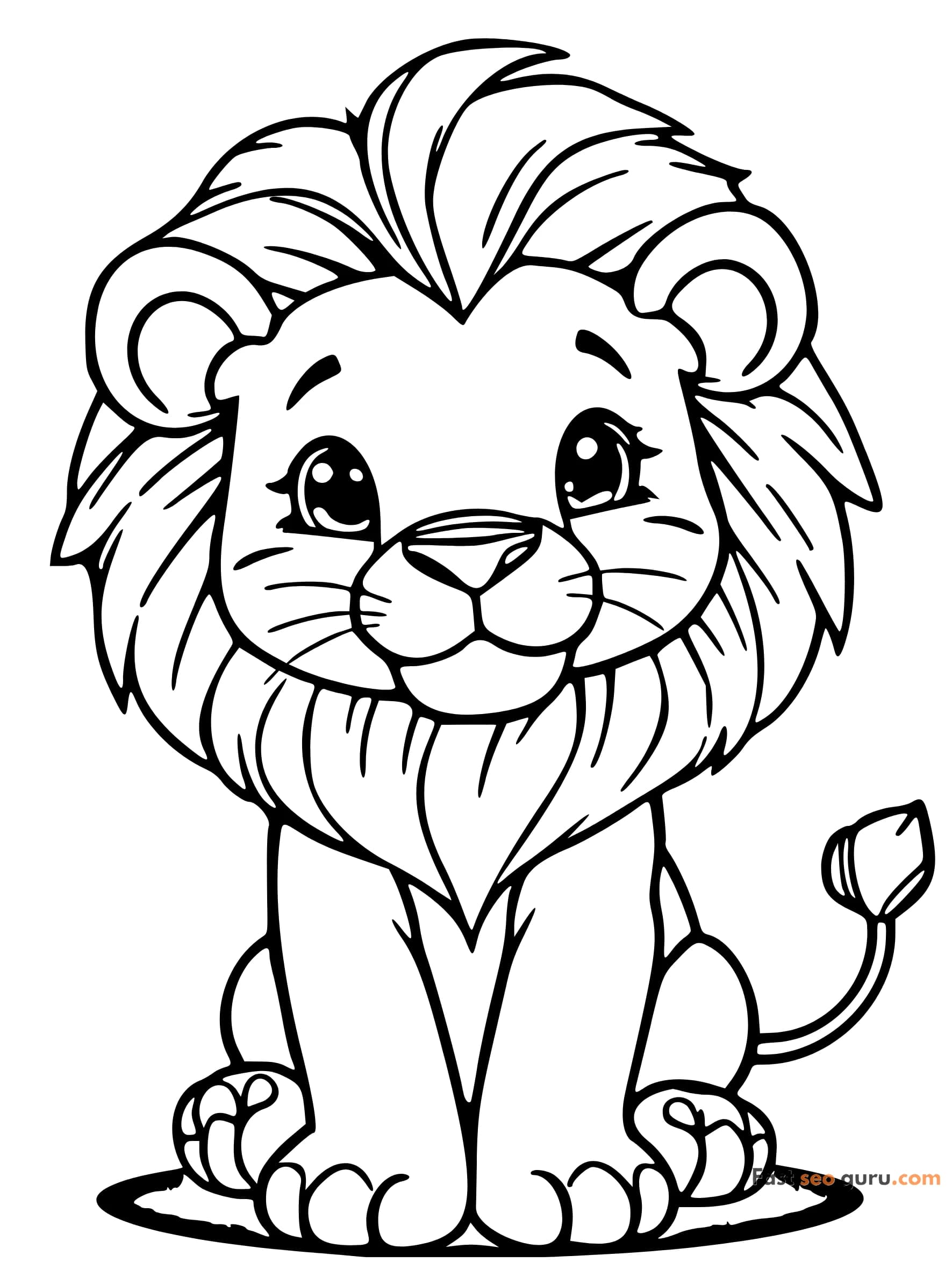 Free printable coloring page Fun Lion Coloring Page Printable For Kids Lion theme for kids and adults - easy to print and ...