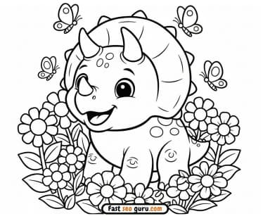 Triceratops Coloring Page – Free Cute Pictures to Color for Kids