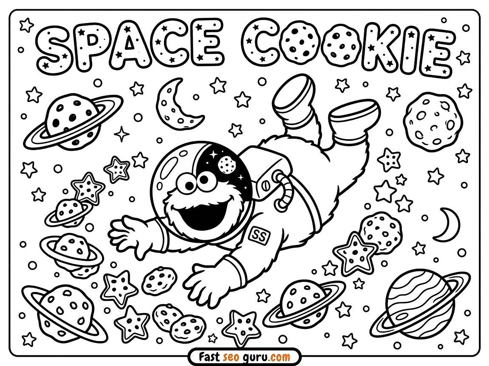 Free printable coloring page Cookie Monster Space Astronaut – Free Pictures to Color for Kids Cookie Monster...