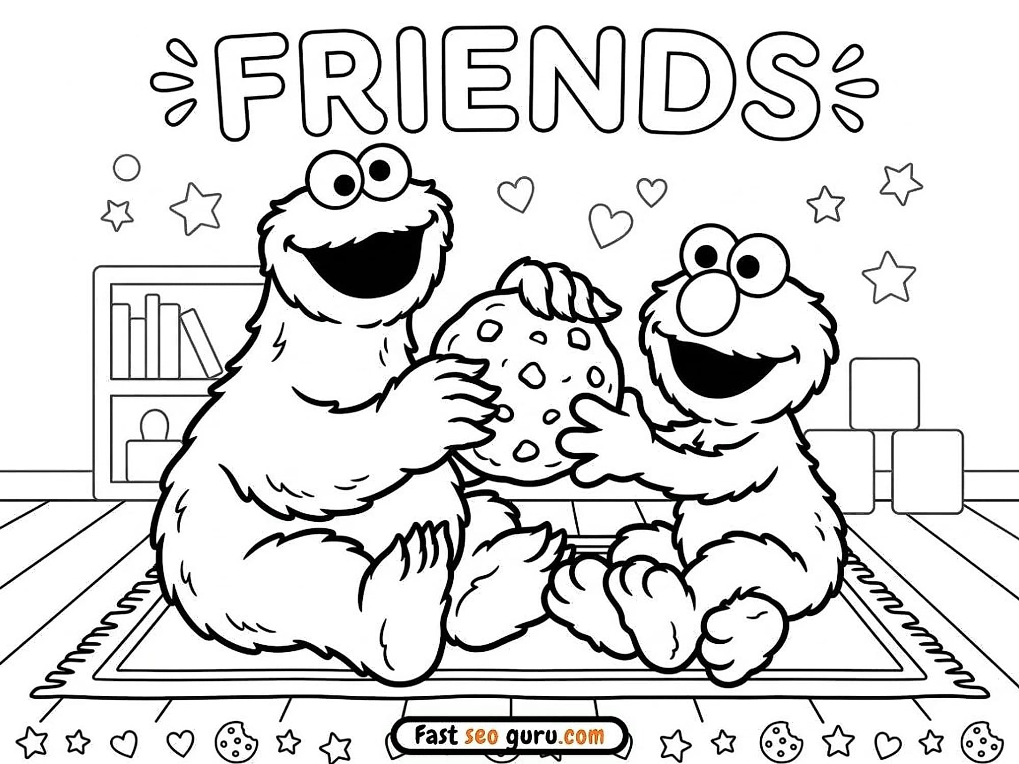 Free printable coloring page Cookie Monster and Elmo Sesame Street coloring sheets – Free Pictures to Color for Kids