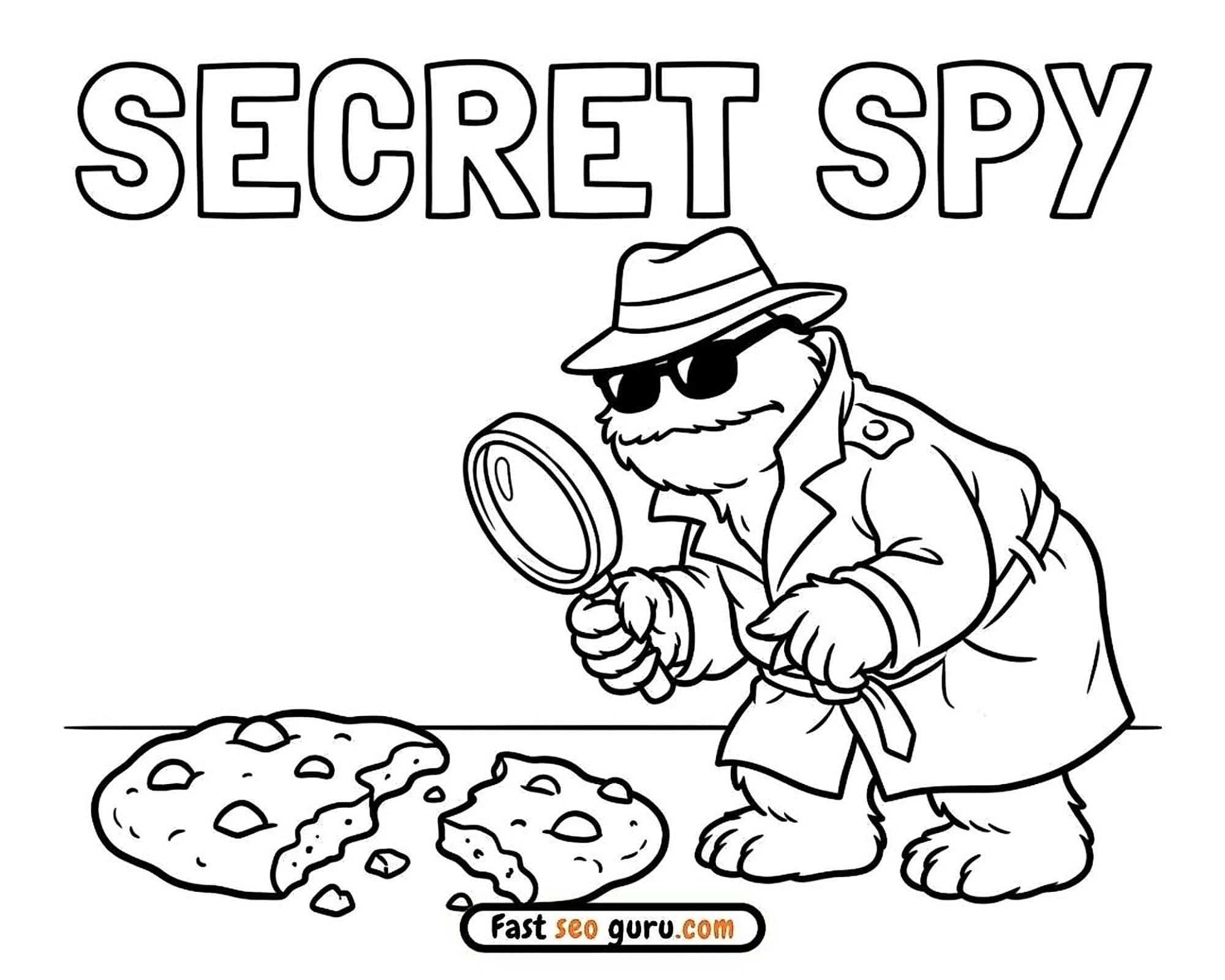 Free printable coloring page Cookie Monster Secret Spy Sesame Street – Free Pictures to Color for Kids Cookie Monster
