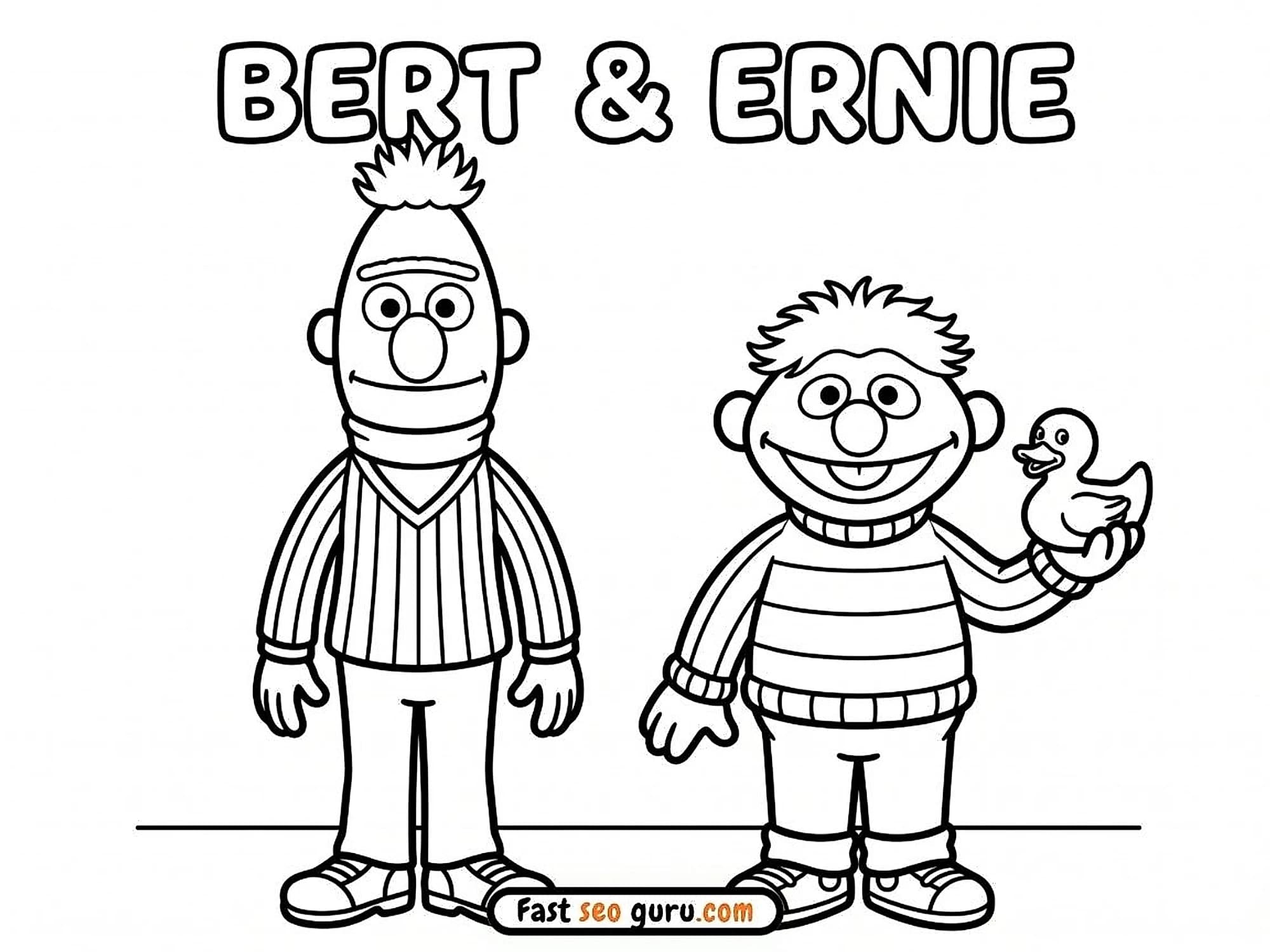 Free printable coloring page Bert and Ernie Free Pictures to Color for Kids Sesame Street cartoon