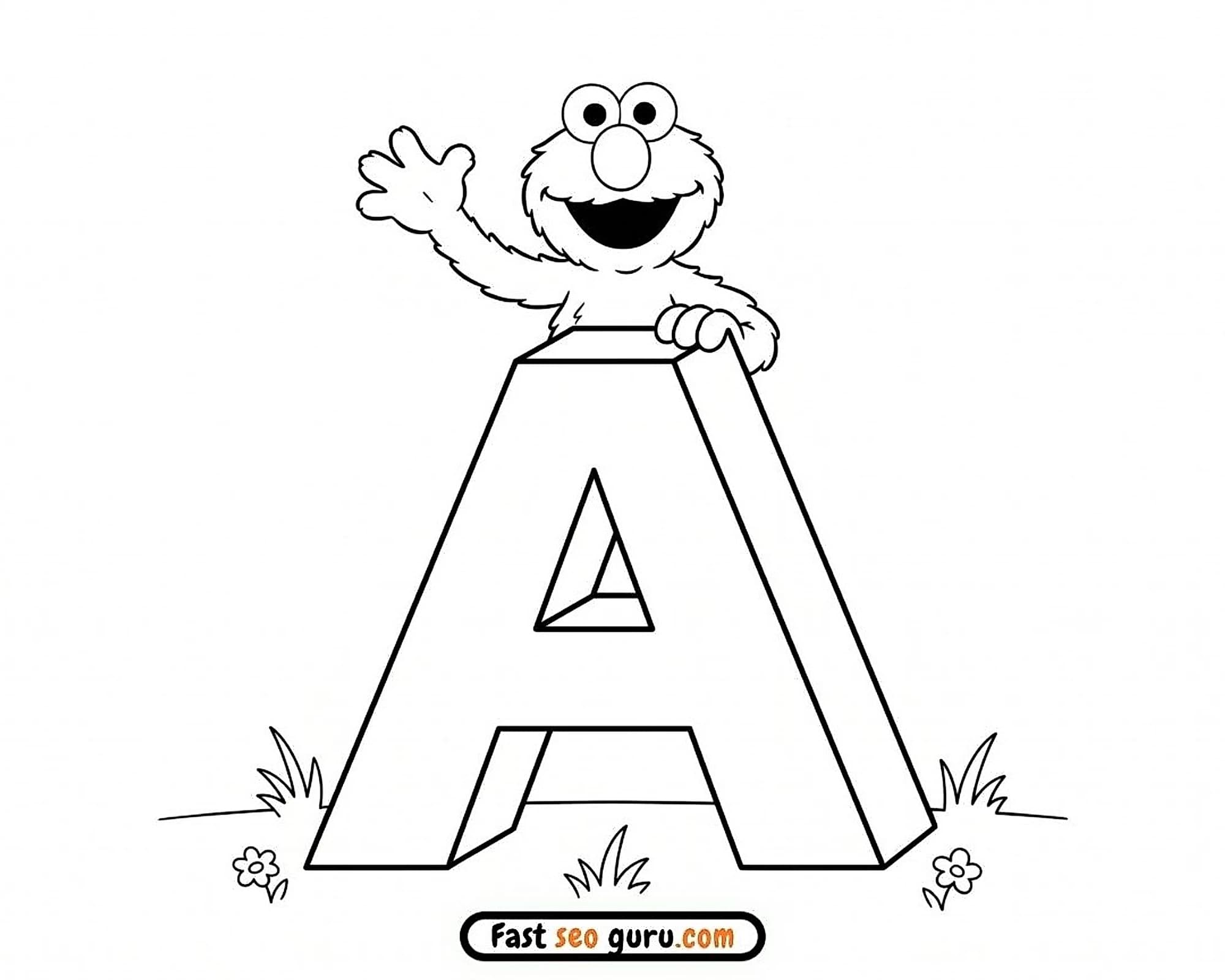 Free printable coloring page Elmo Letter A: Preschool Learning Worksheets Alphabet PDF Sesame Street theme for kids and ad...