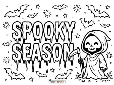 Free Printable Spooky Season Skeleton Coloring Page