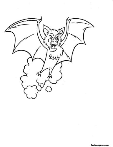 Halloween bate coloring page for kids