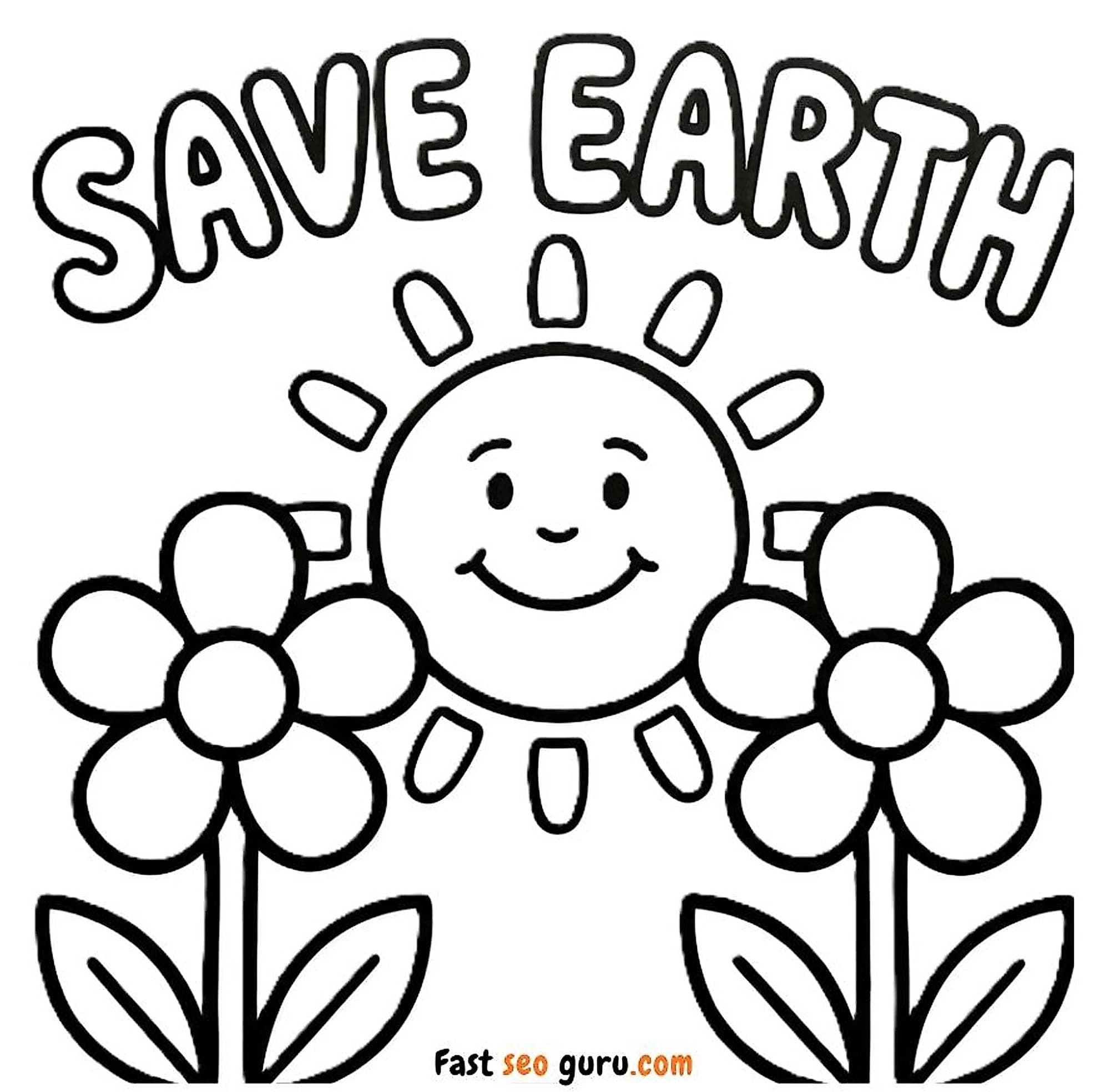 Free printable coloring page Save Earth Day Coloring Page Earth Day theme for kids and adults - easy to print and color