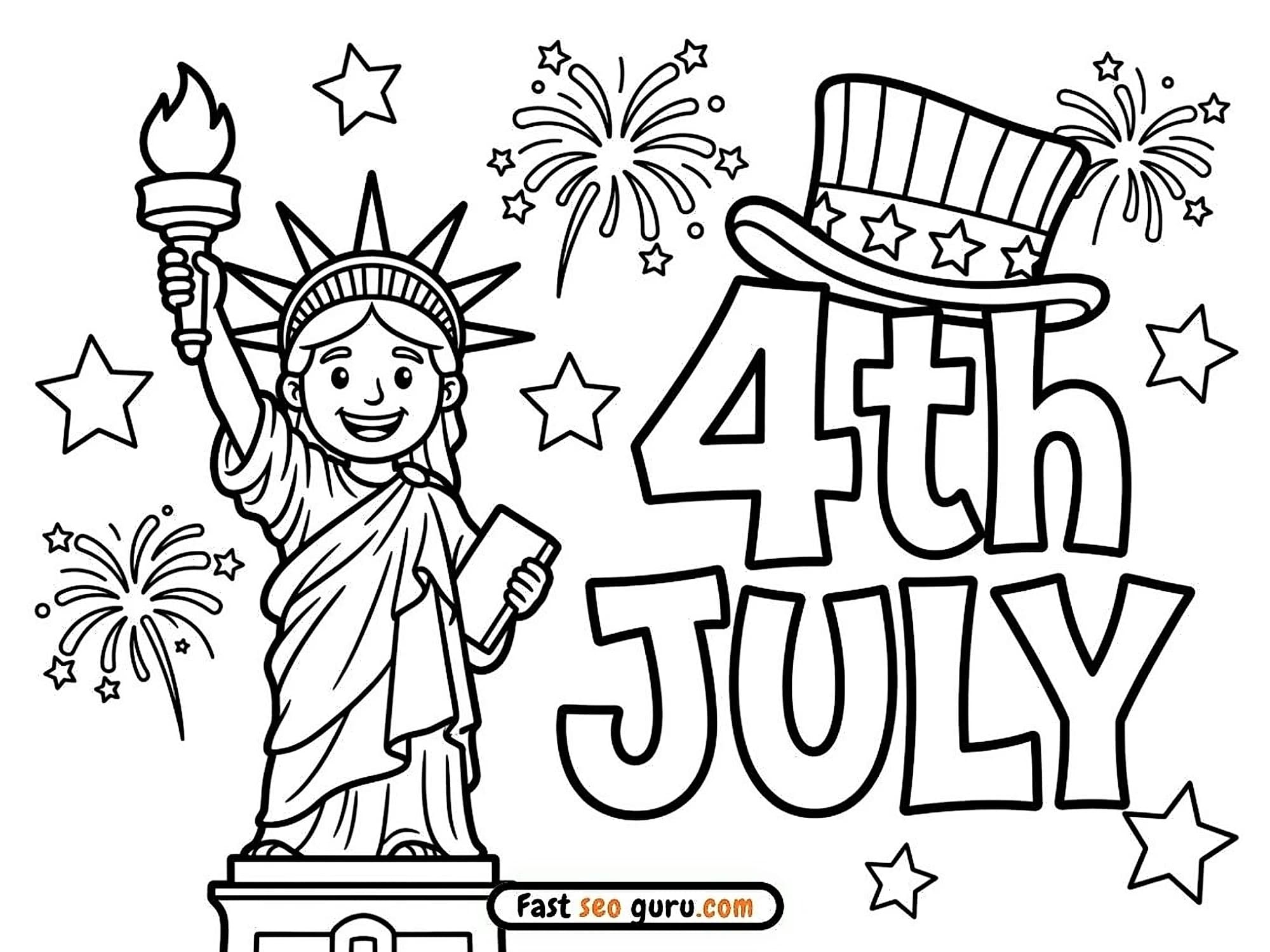 Free printable coloring page Statue of Liberty 4th of July Coloring Page – us flag pictures to colorv Printable 
