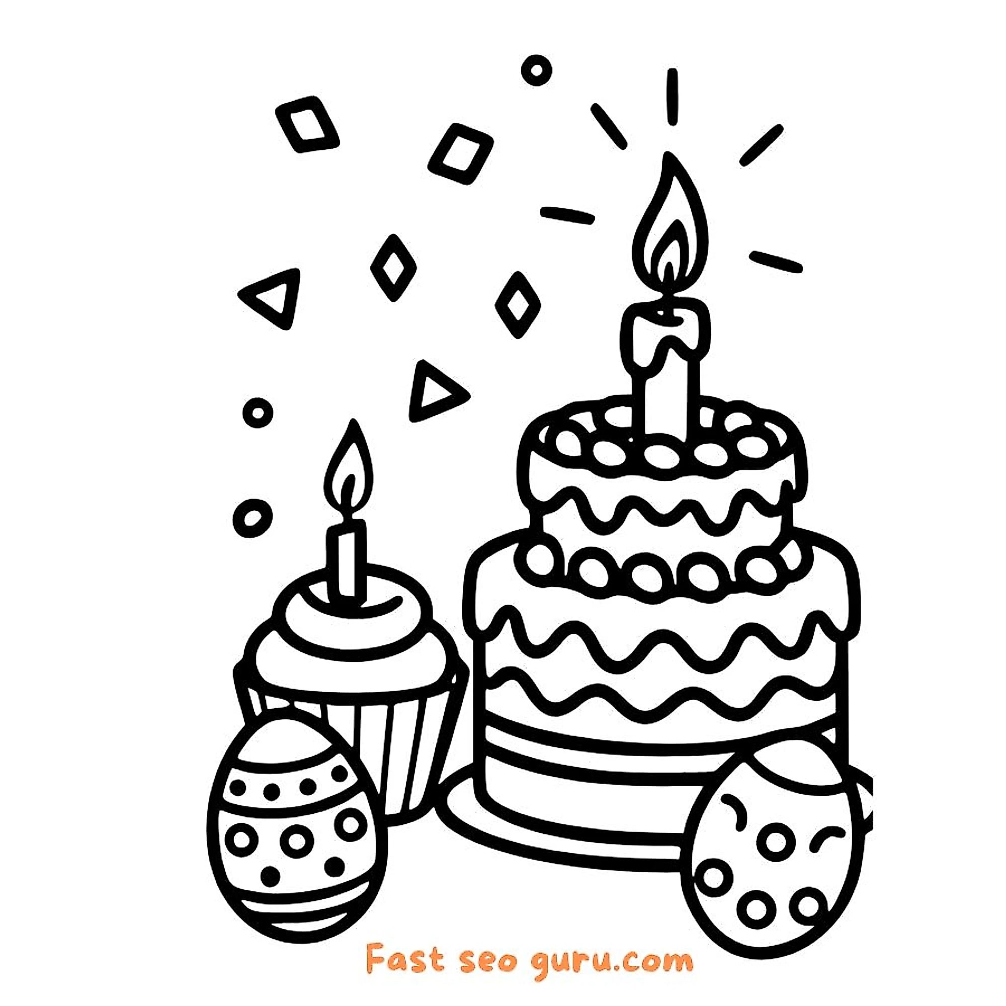 Printable Easter Eggs And Cakes Coloring Page