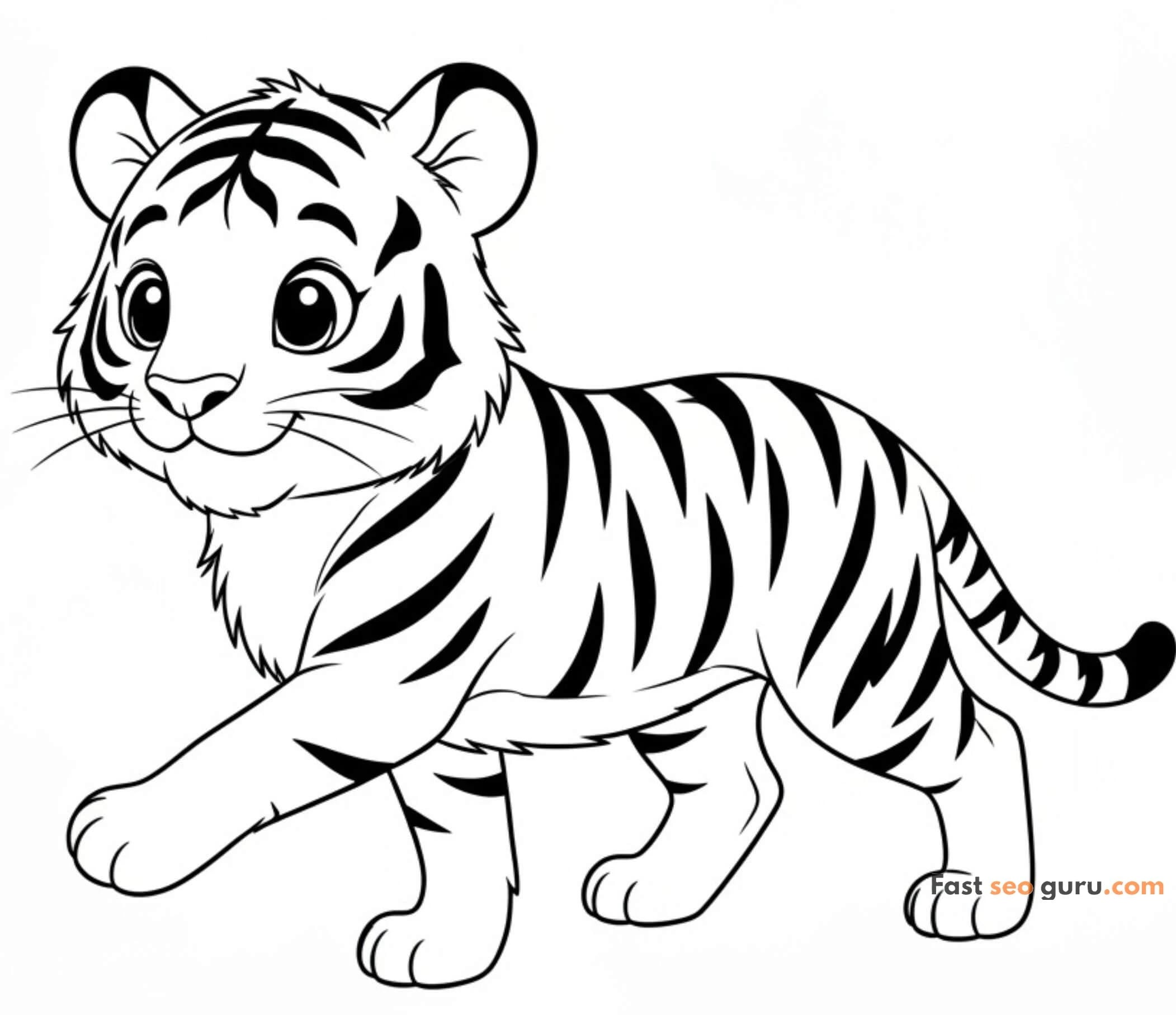 Adorable Baby Tiger Coloring Page