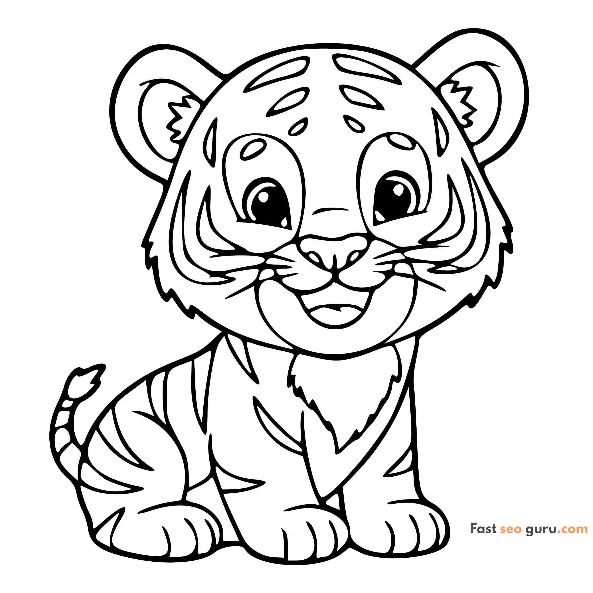 Cute Baby Tiger Coloring Page