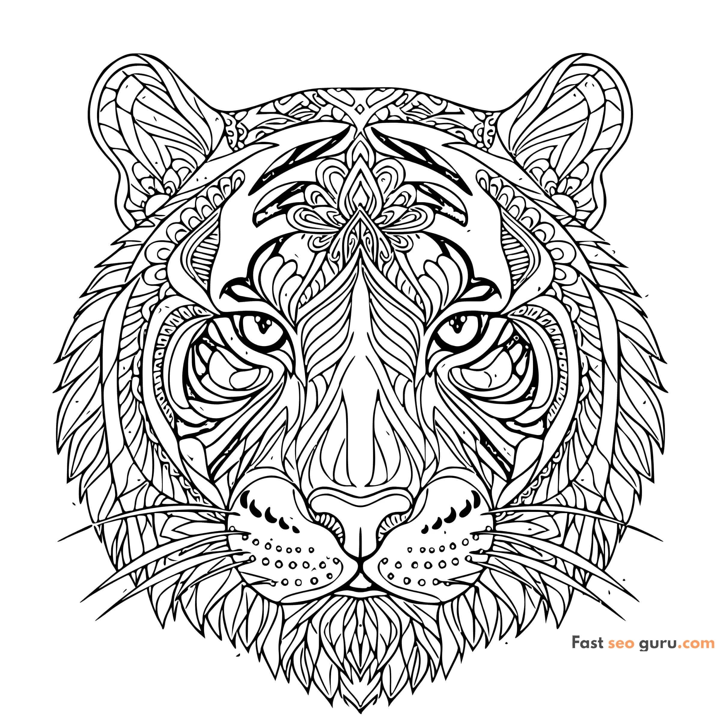 Detailed Tiger Mandala Coloring Page – Free Printable For Adults And Teens