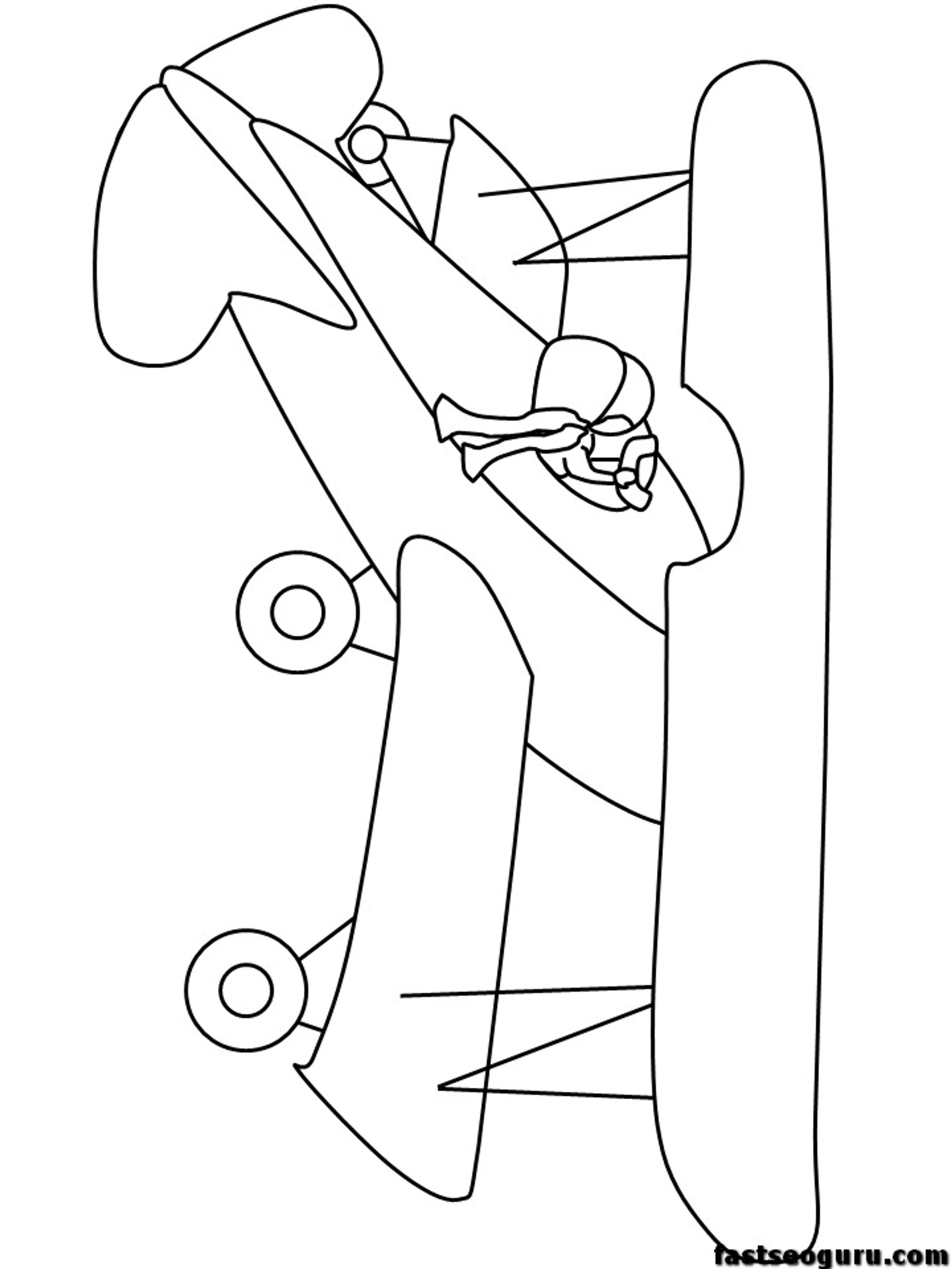 Airplane Fly In Sky Coloring Pages