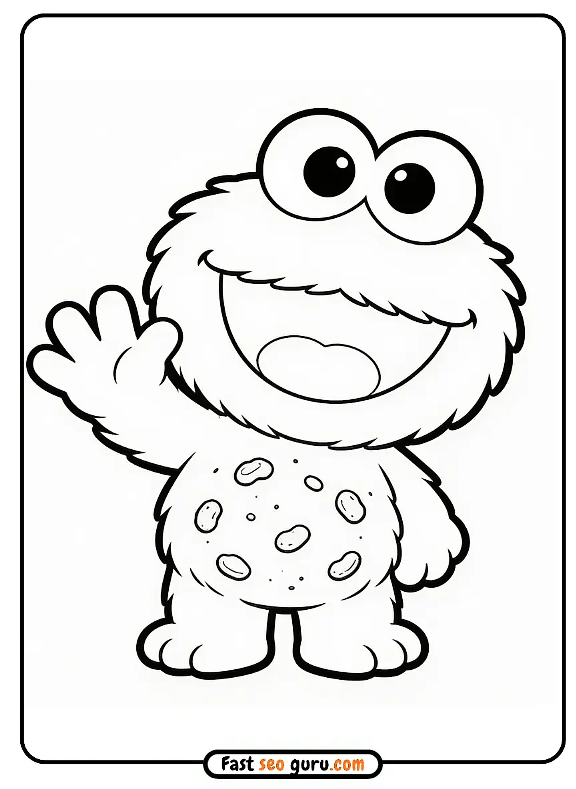 Cute Baby Cookie Monster Coloring Page For Kids