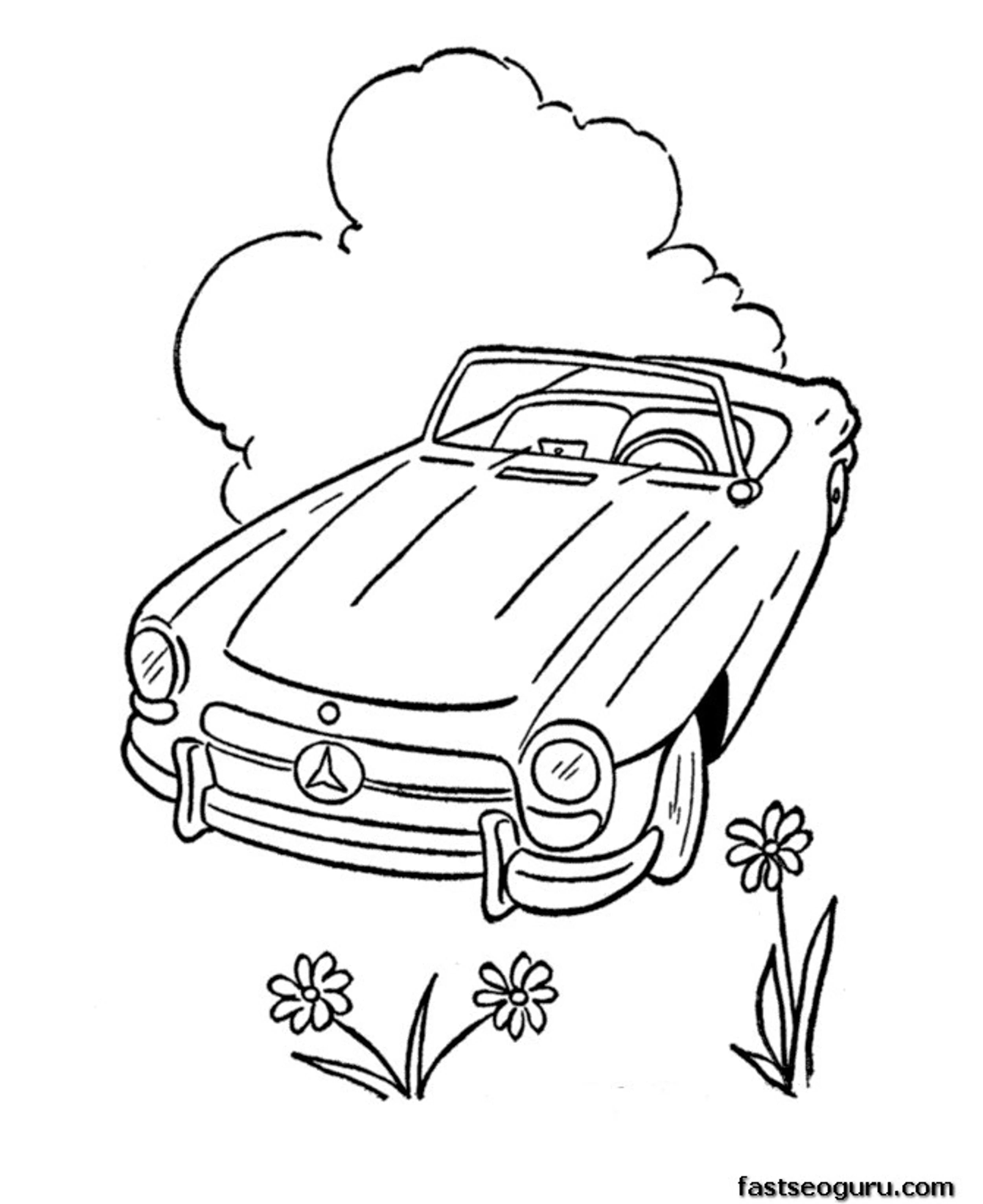 Free Coloring Pages Cabrio Car Printable
