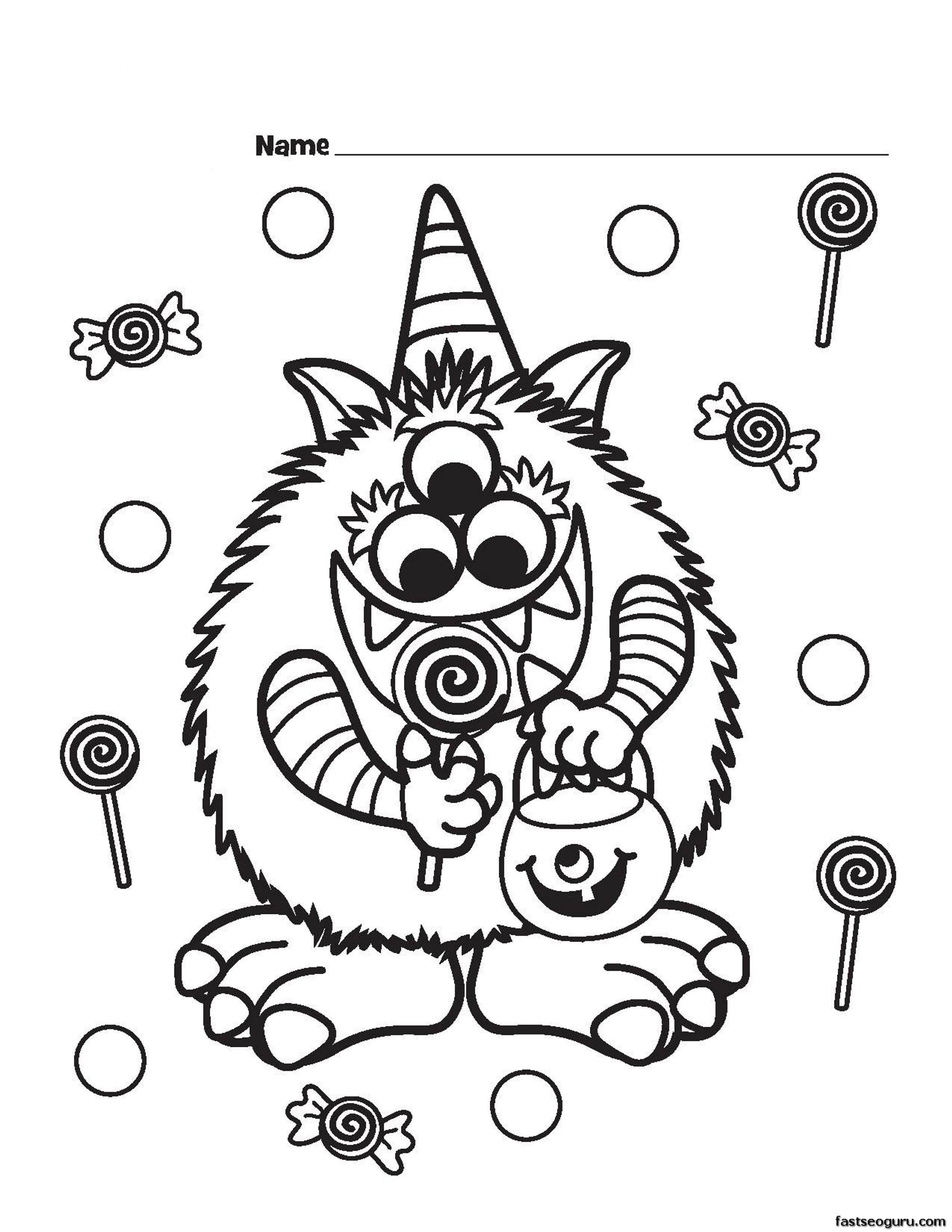 Halloween Candy Critter Printabel Coloring Page