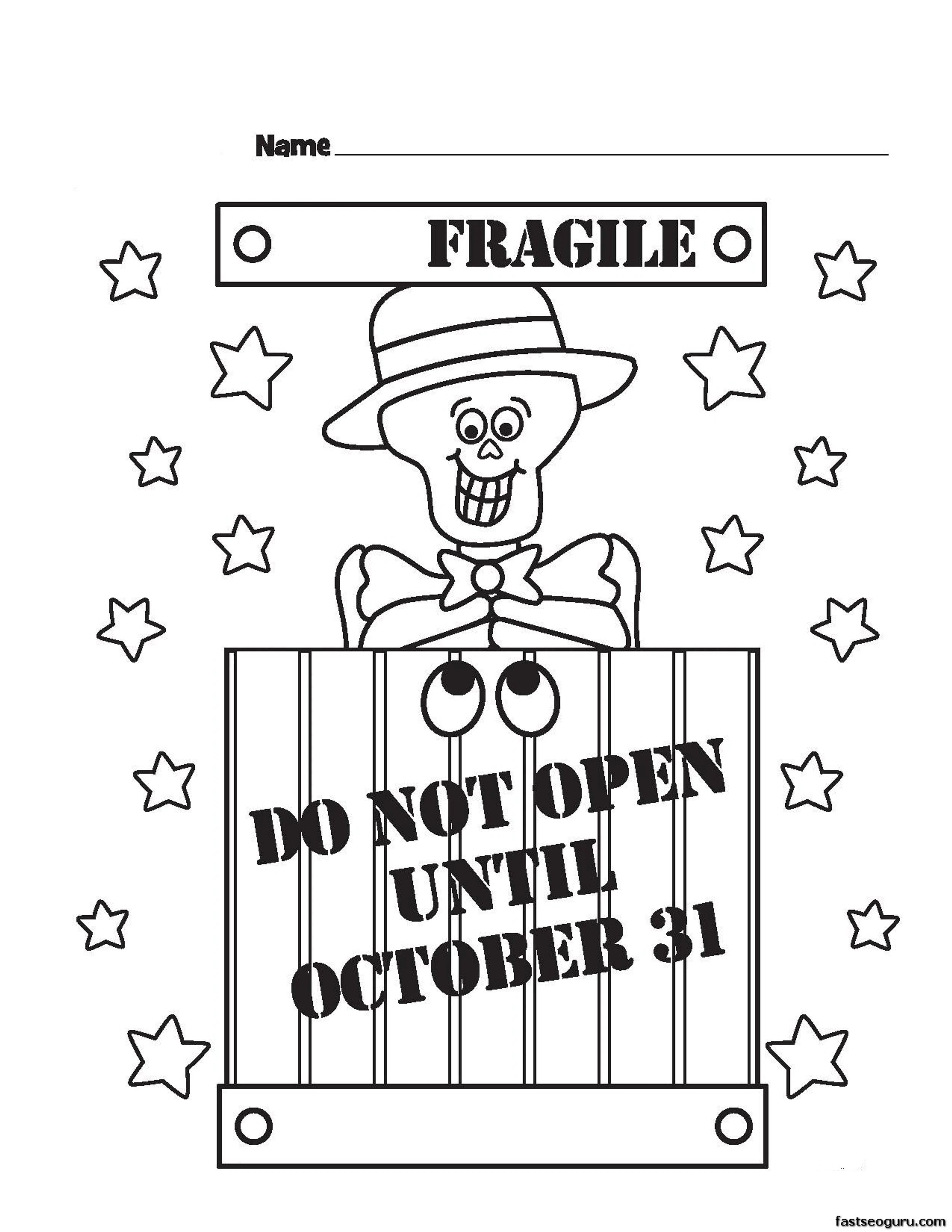 Halloween Fragile Printabel Coloring Pages