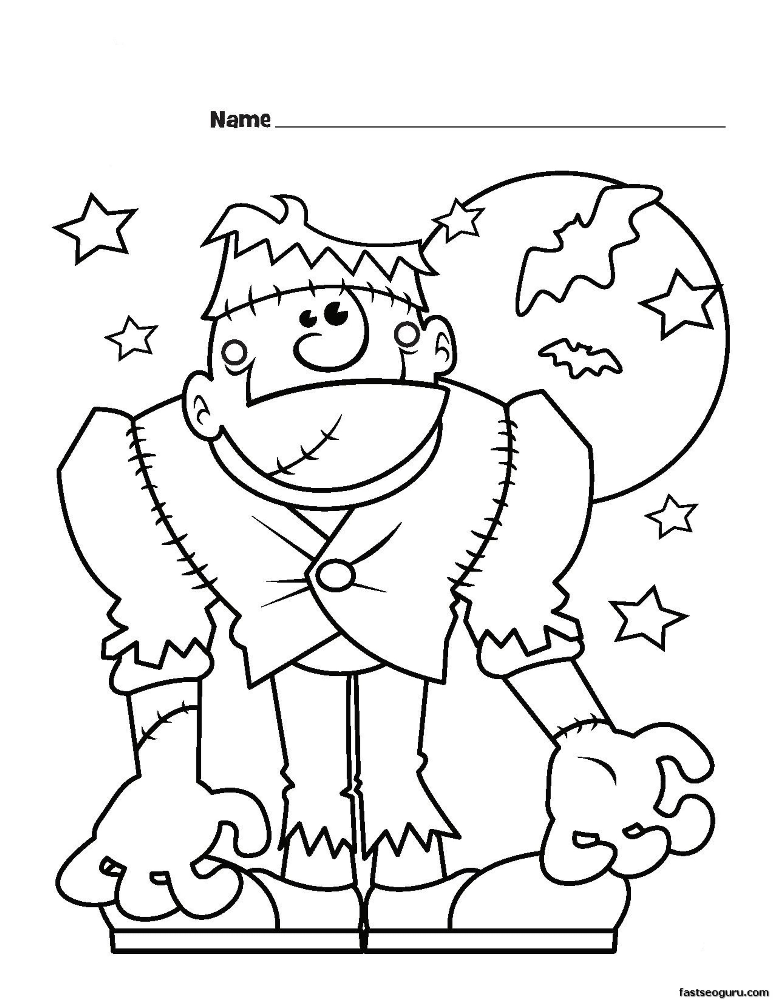 Halloween Frankenstein Monster Printabel Coloring Pages