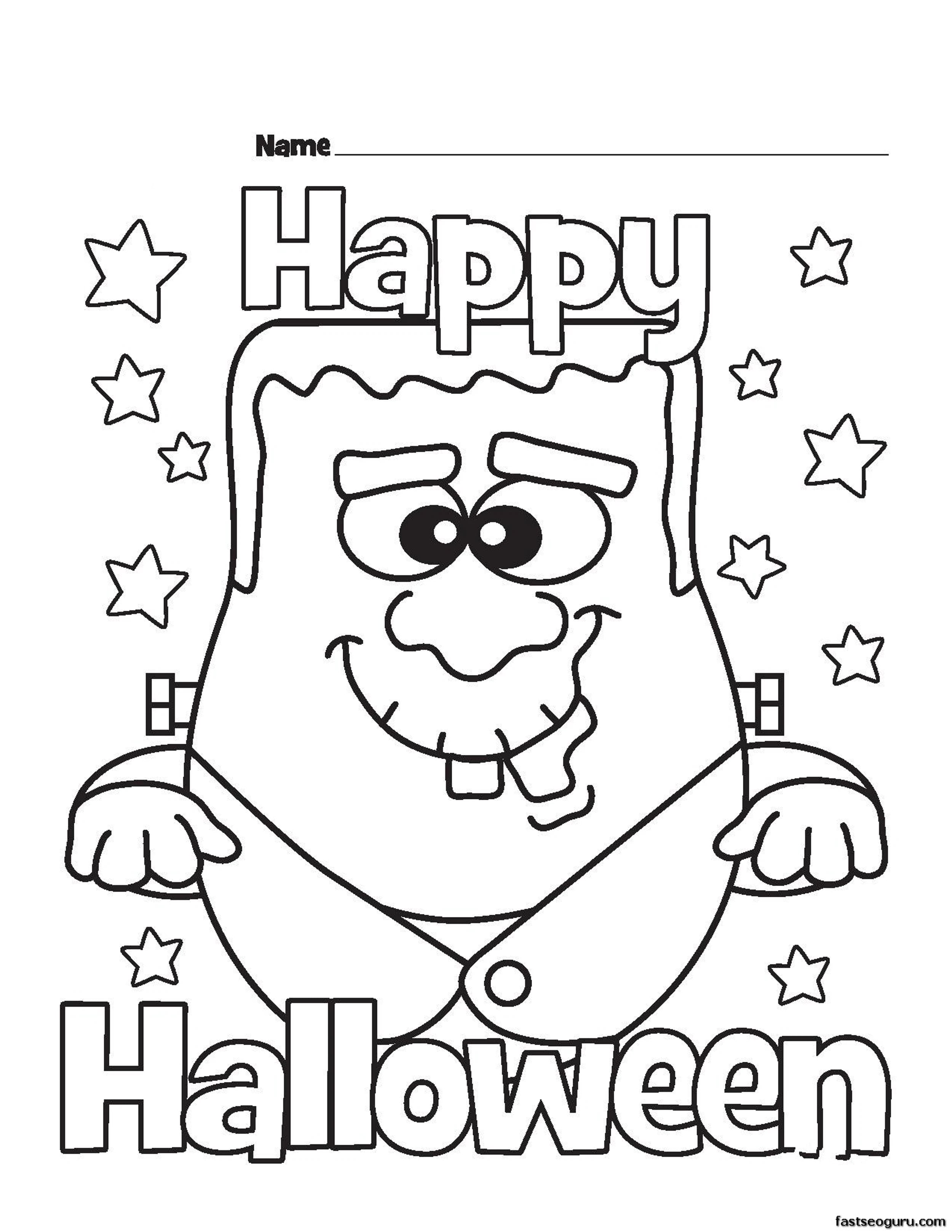 Halloween Happy Monster Printabel Coloring Pages