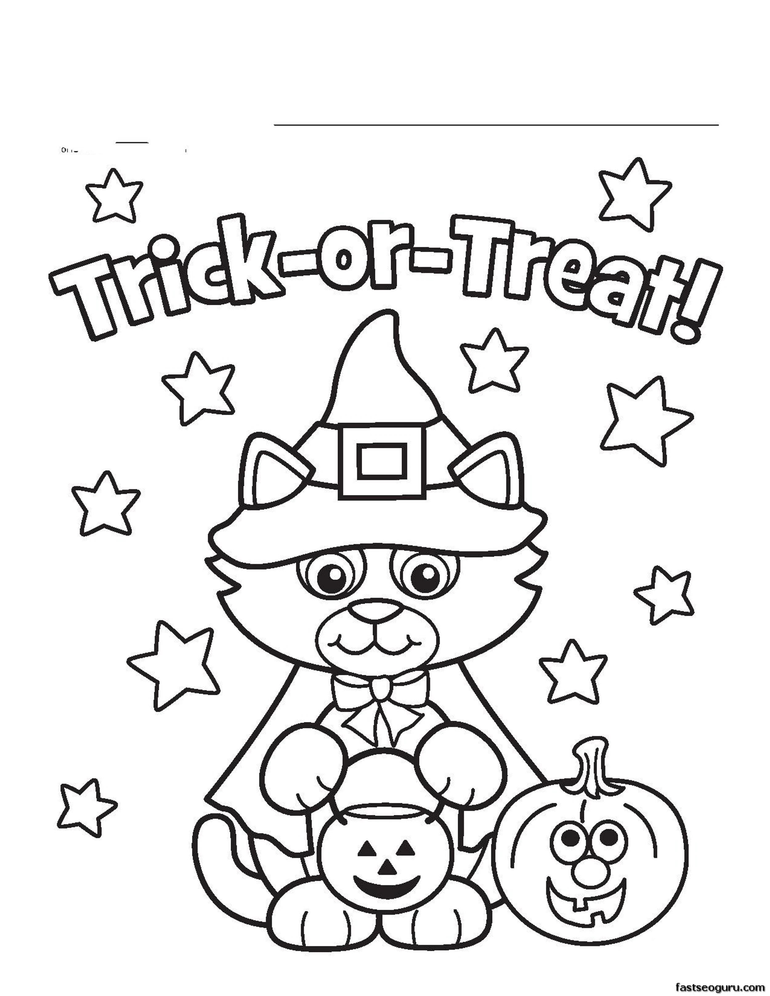Halloween Kitty Costume Printabel Coloring Pages