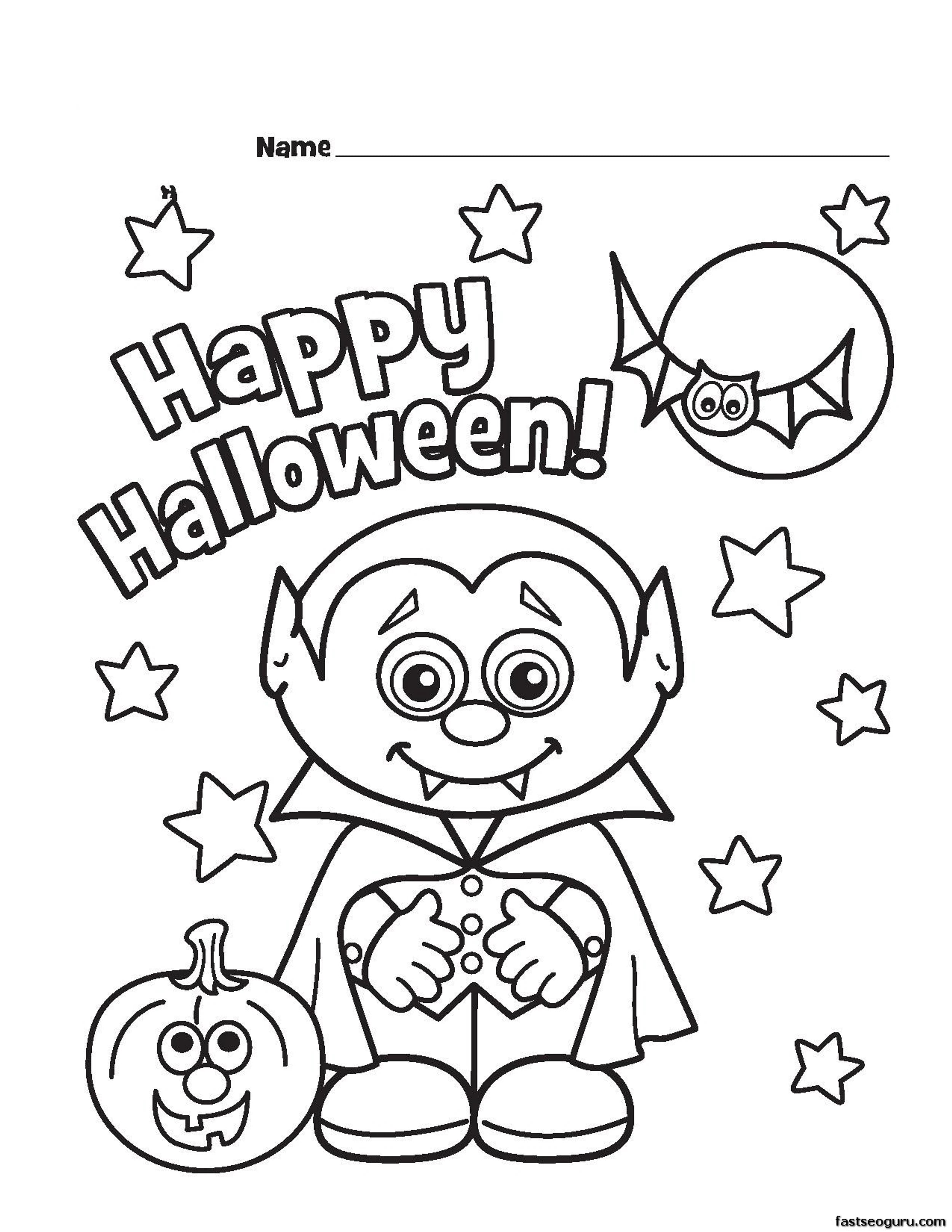 Halloween Little Vampire Printabel Coloring Pages