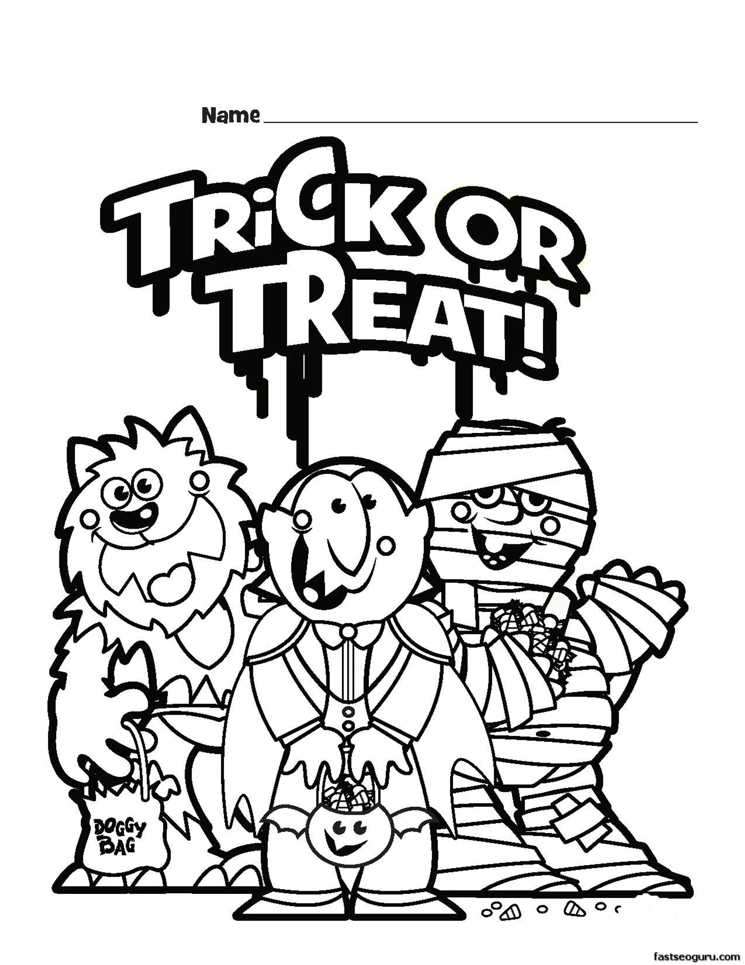 Halloween Trick Or Treat Printable Coloring Pages