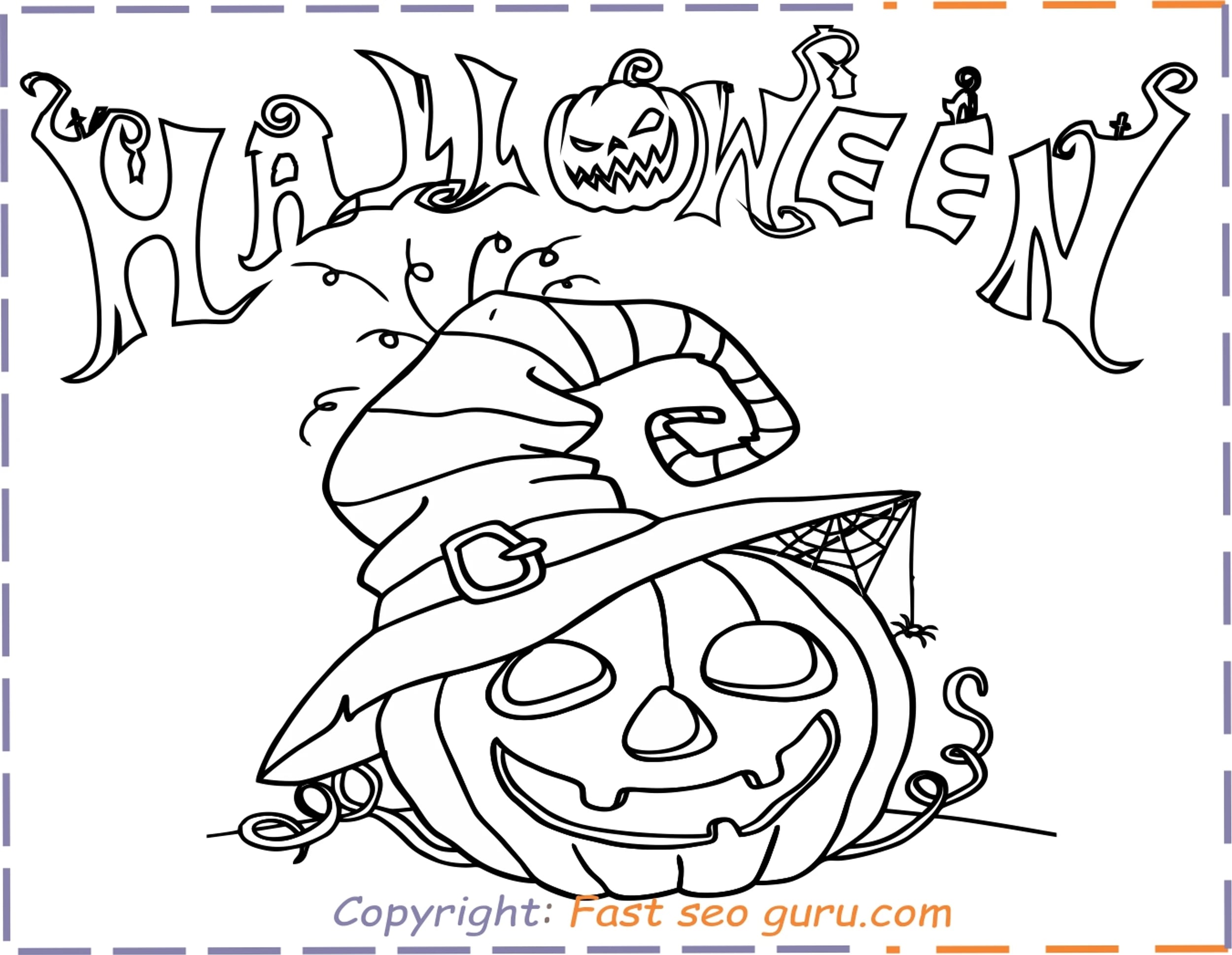 Happy Halloween Pumpkins Coloring Pages Sheet For Kids
