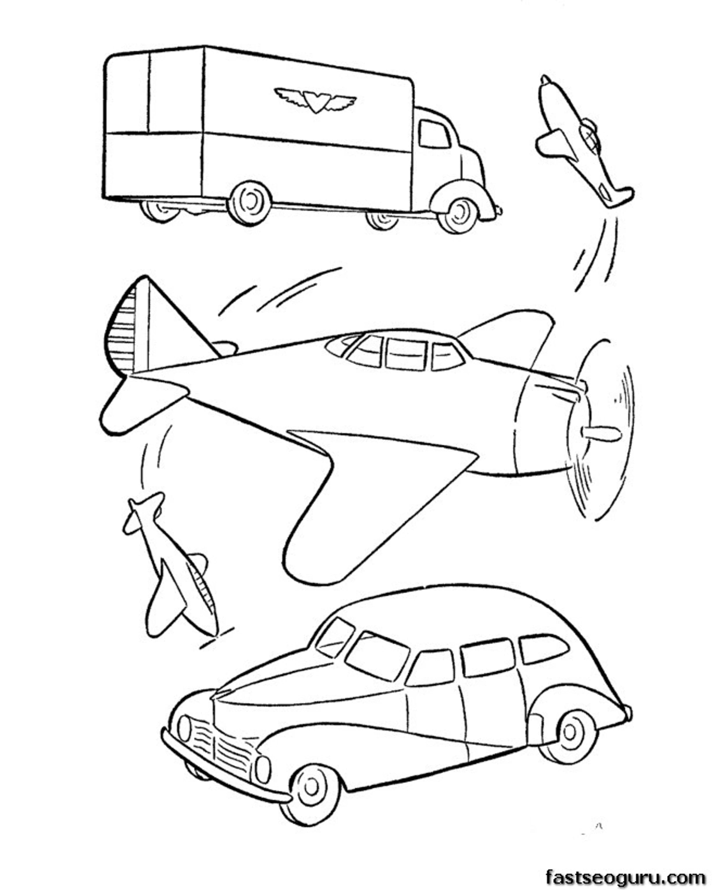 Military Car And Airplane Coloring Pages Printable