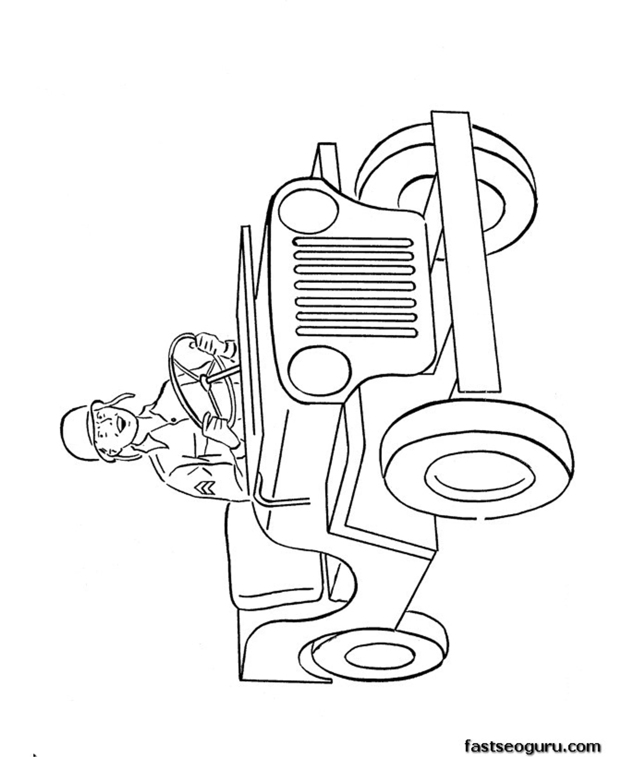Print Out Army Jeep Coloring Page