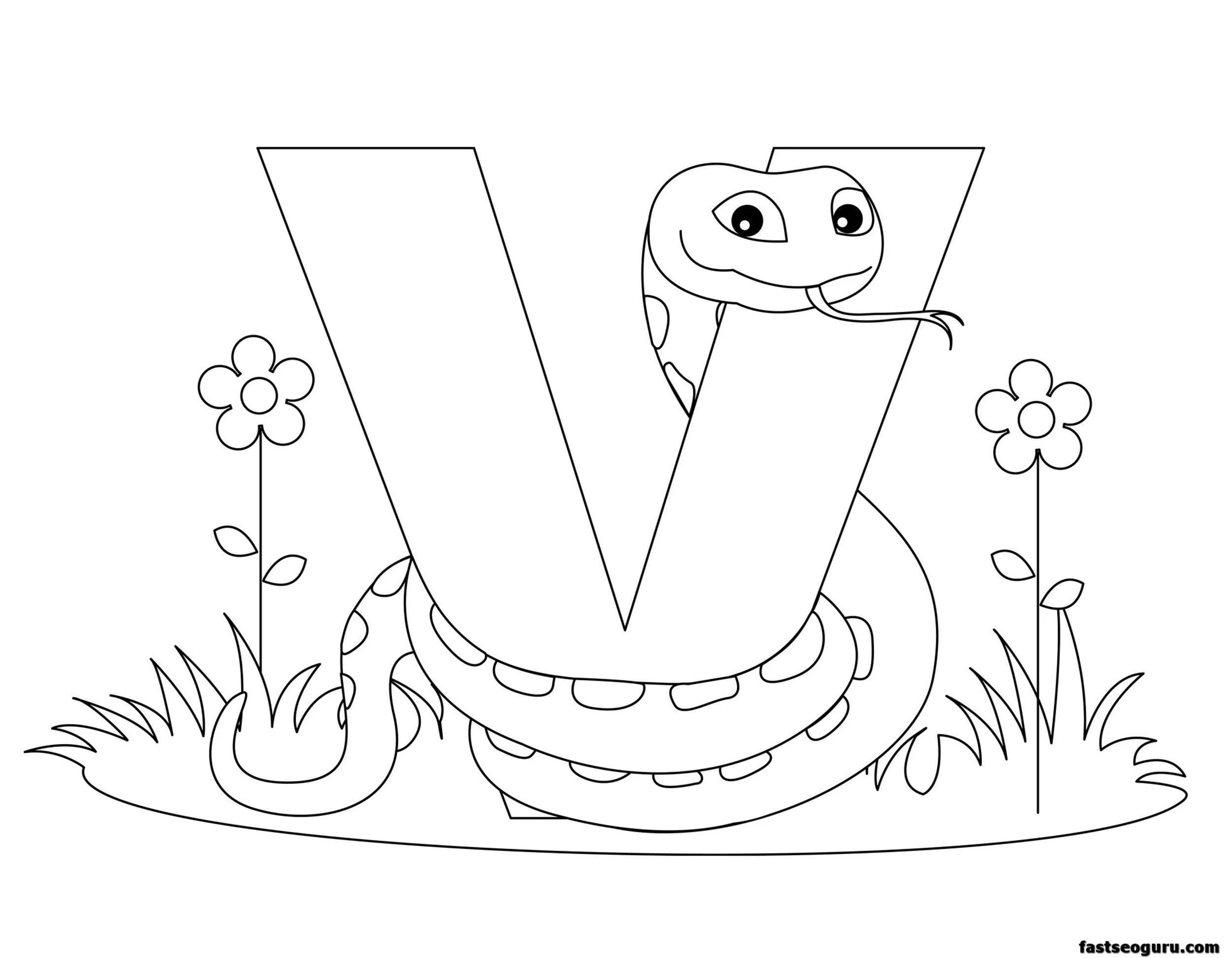 Printable Animal Alphabet Letter V Is For Viper