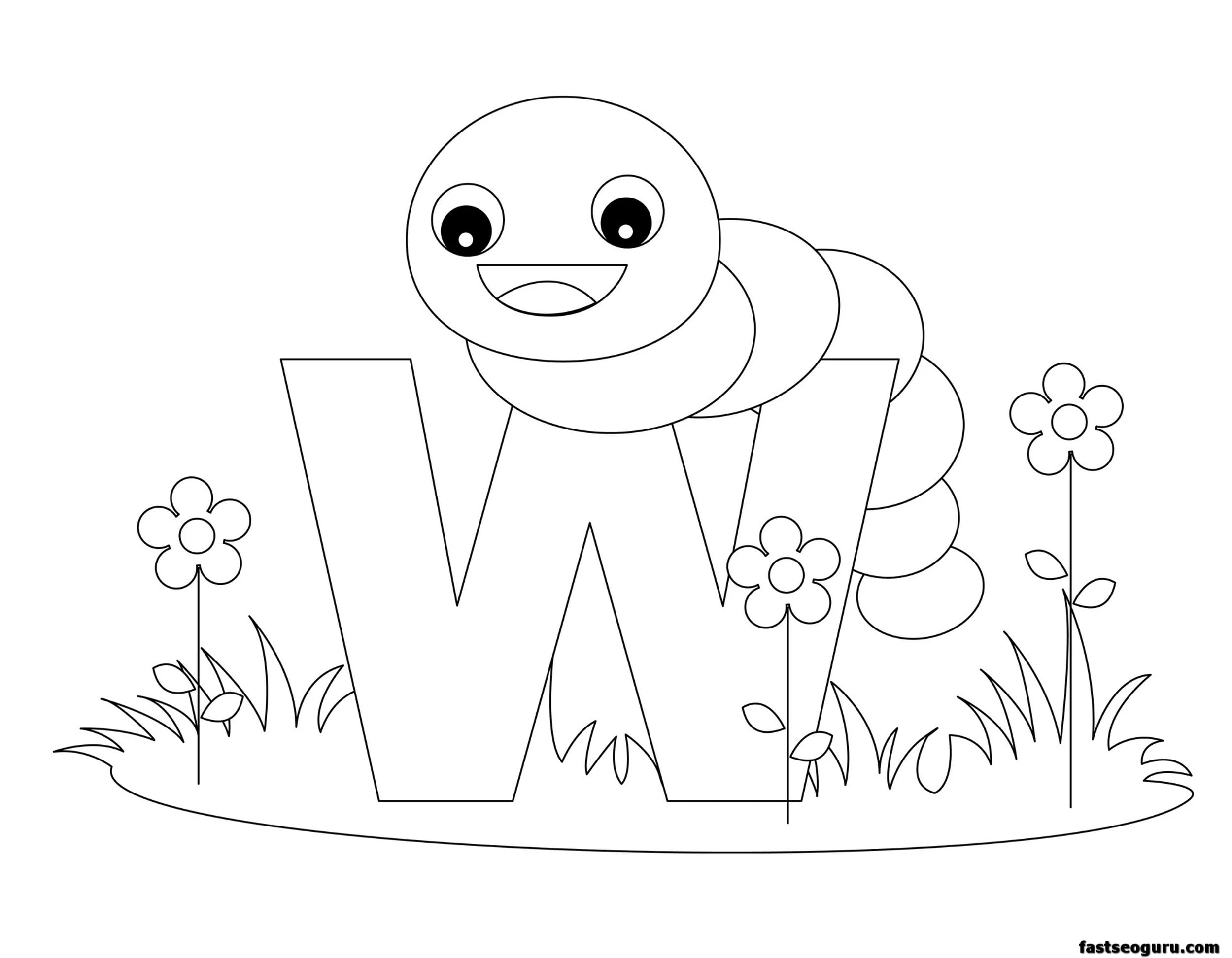 Printable Animal Alphabet Letter W Is For Worm