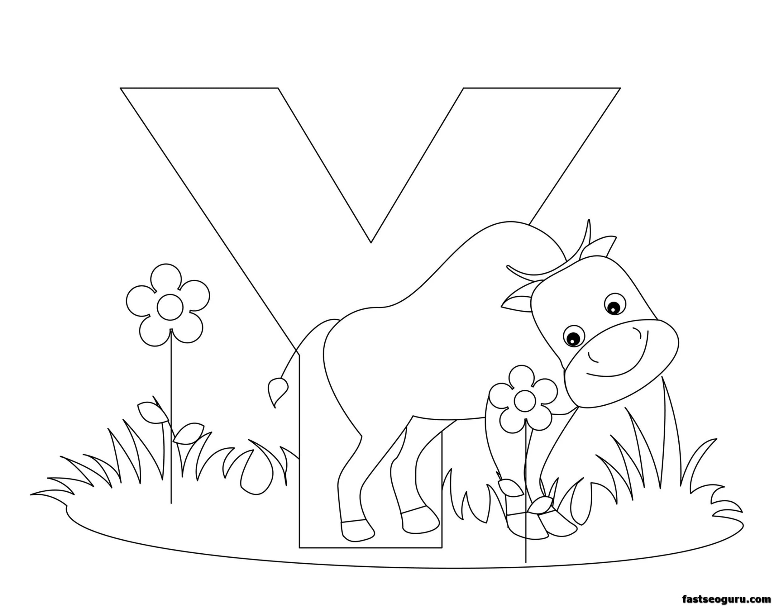 Printable Animal Alphabet Letter Y Is For Yak
