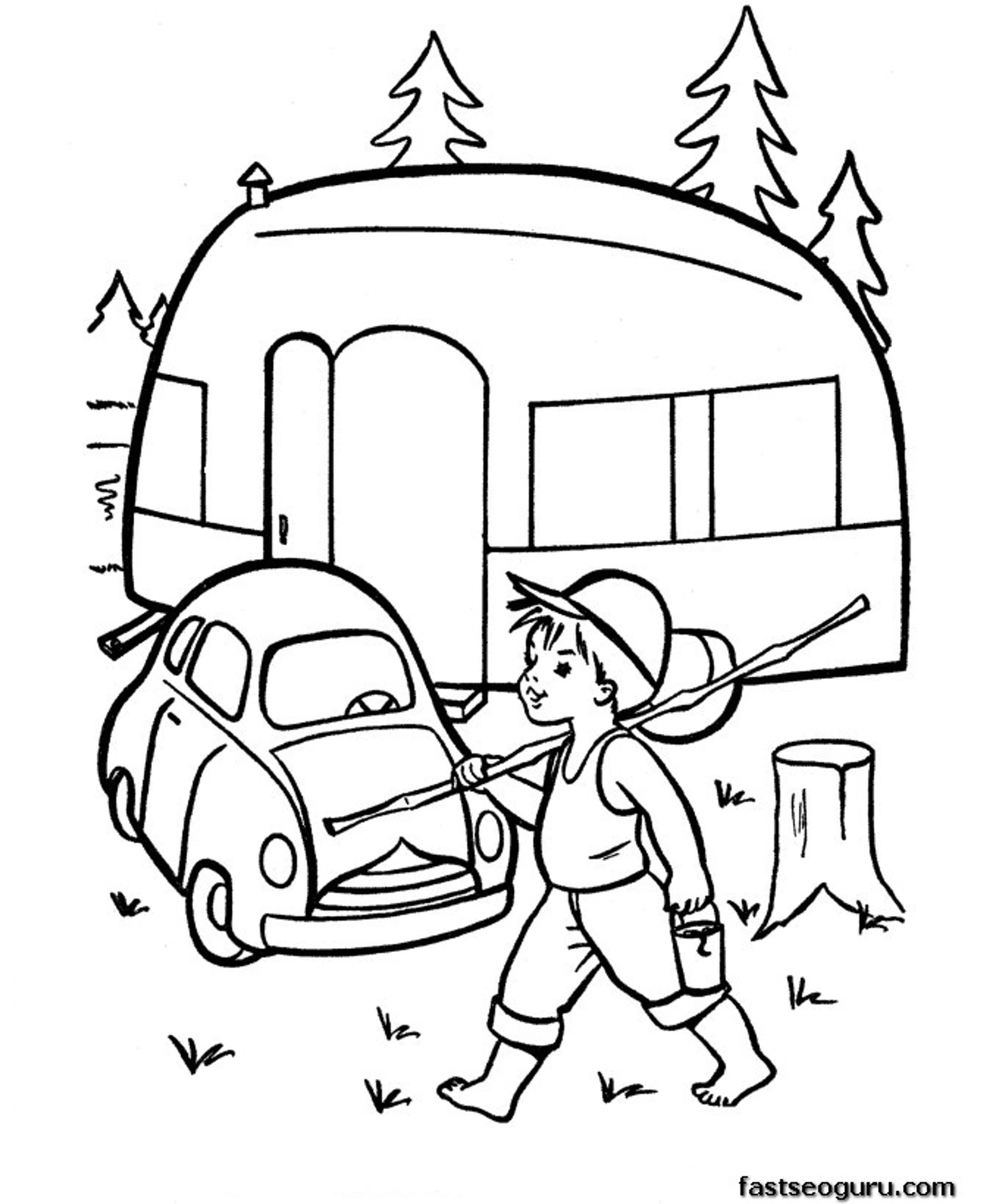 Printable Coloring Pages Caravan Car