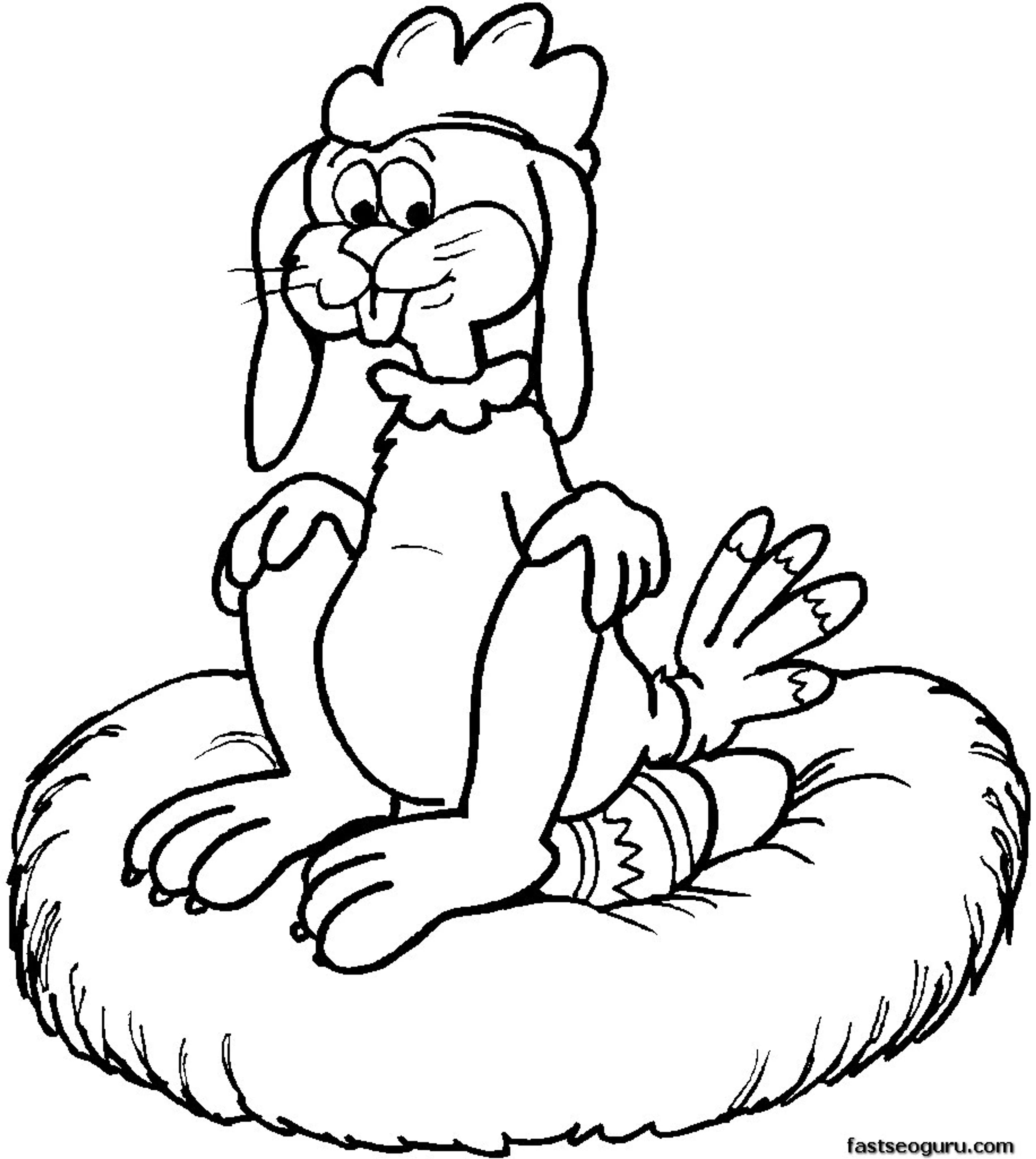 Easter Bunny Hatching Eggs Coloring Page