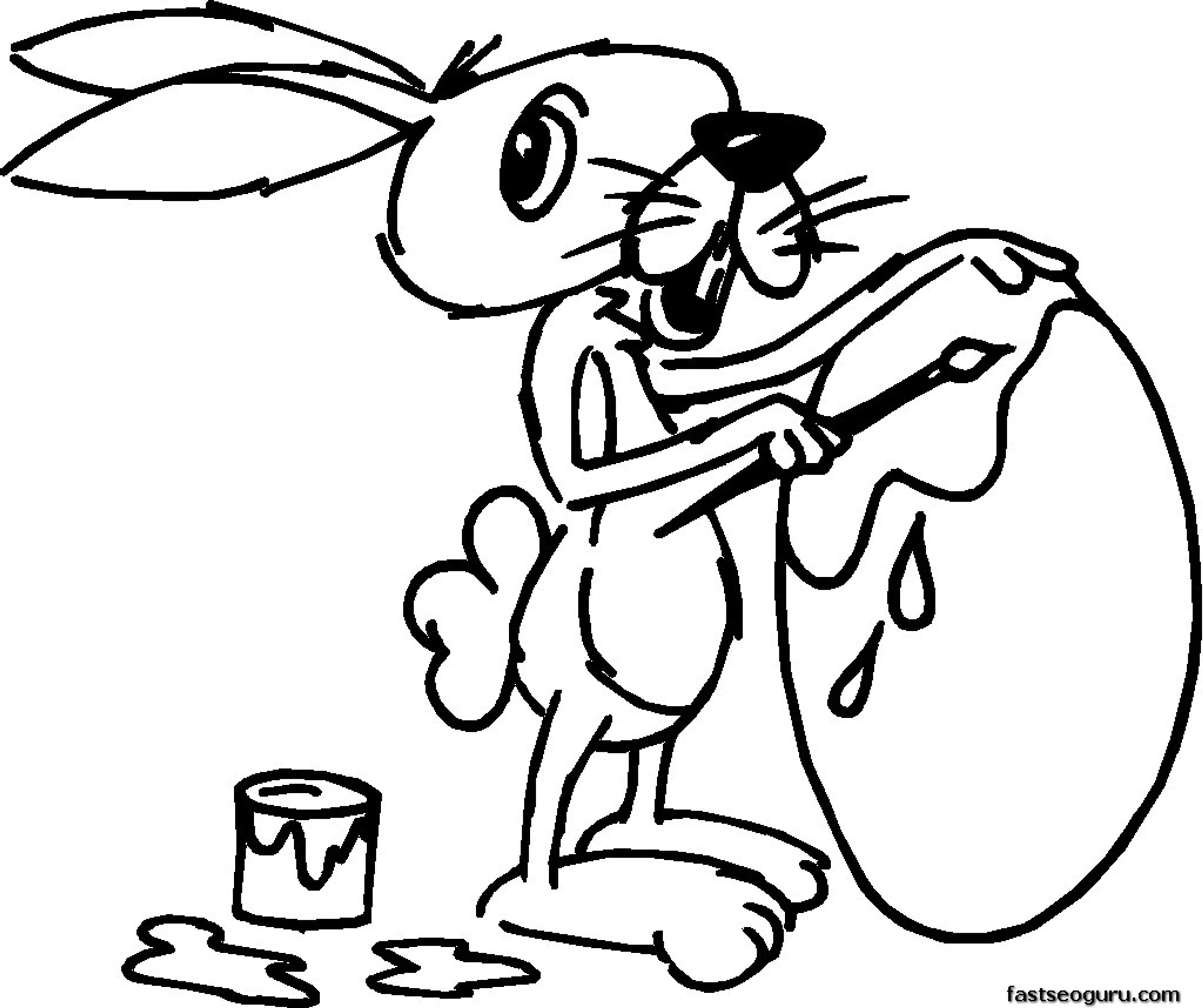 Printable Easter Bunny Painting Egg Coloring Page