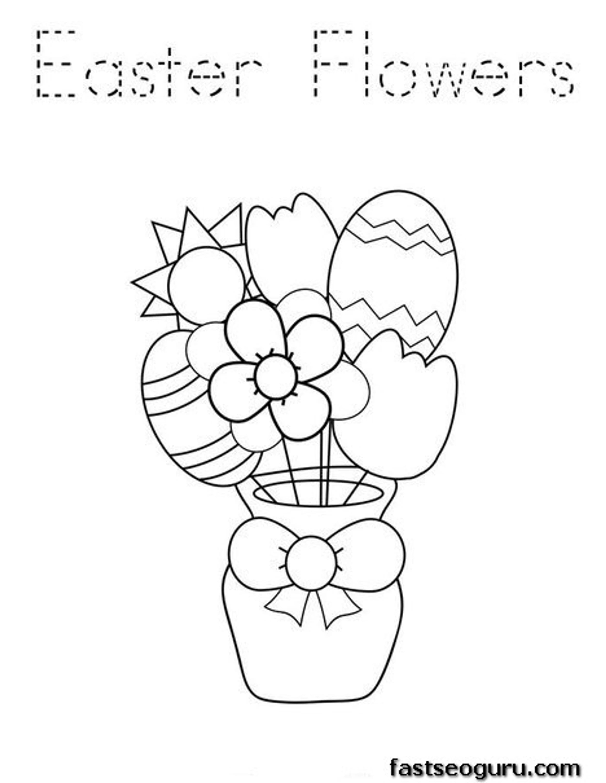 Printable Easter Flowers Coloring Page