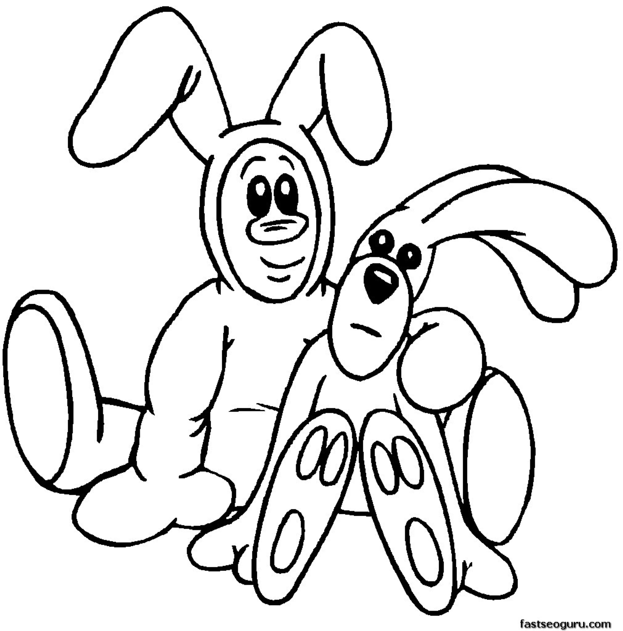Printable Easter Man In Bunny Costume Coloring Page
