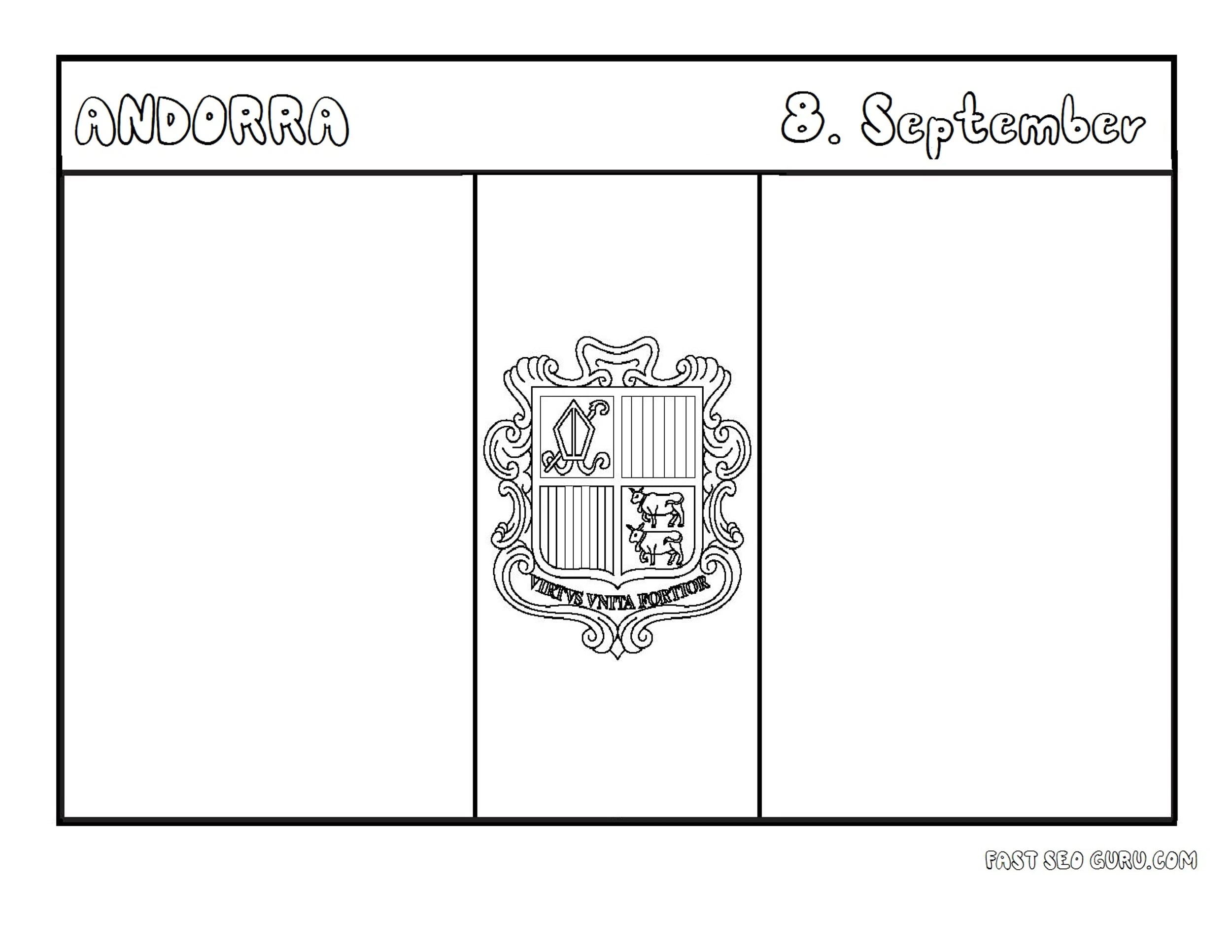 Printable Flag Of Andorra Coloring Page