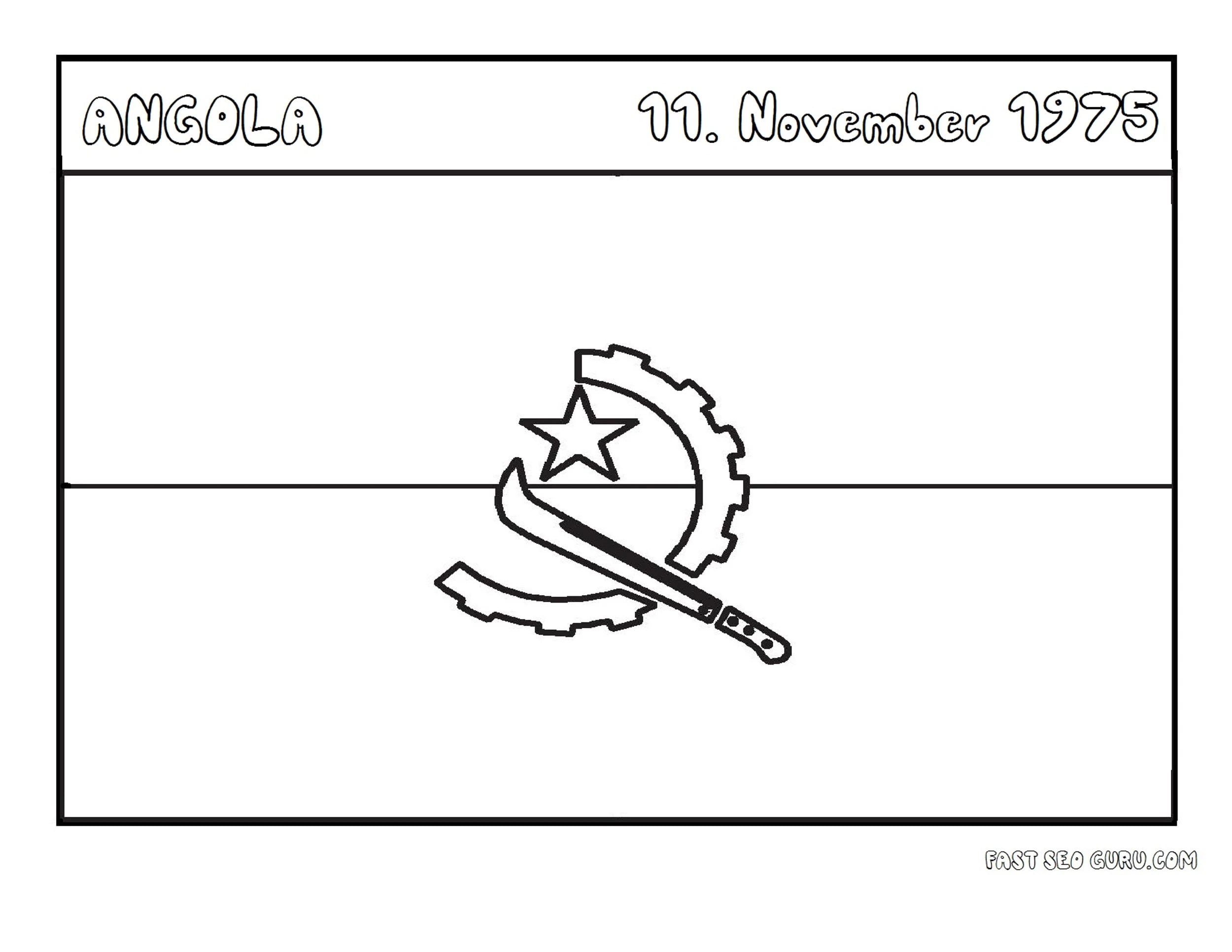 Printable Flag Of Angola Coloring Page