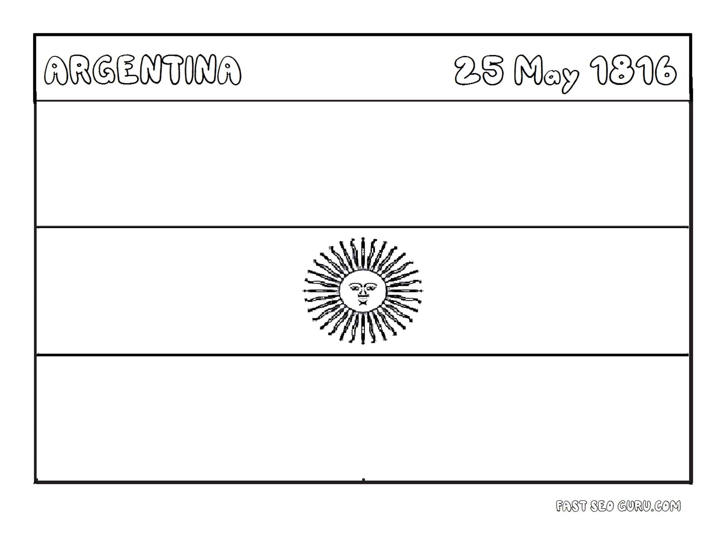 Printable Flag Of Argentina Coloring Page