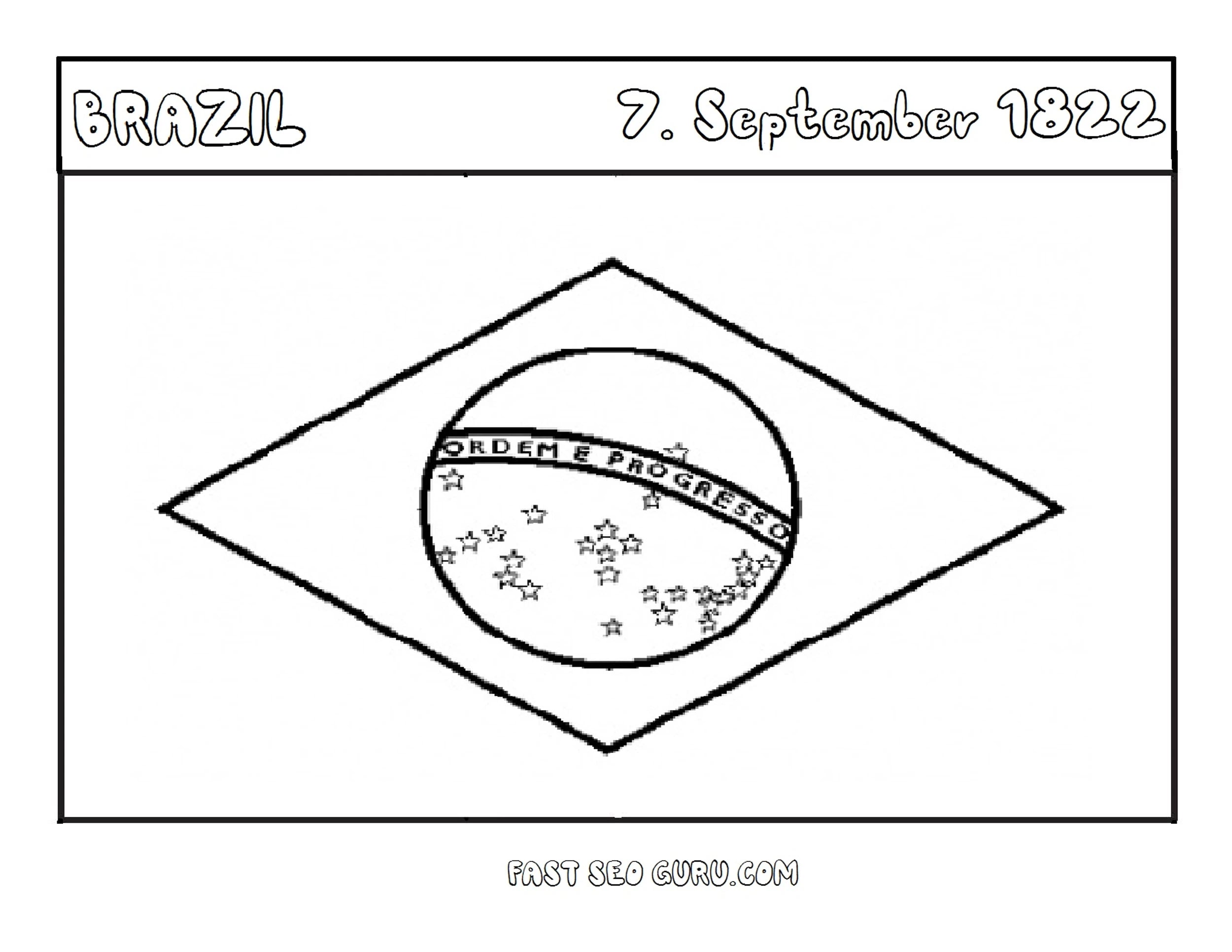 Printable Flag Of Brasil Coloring Page 1