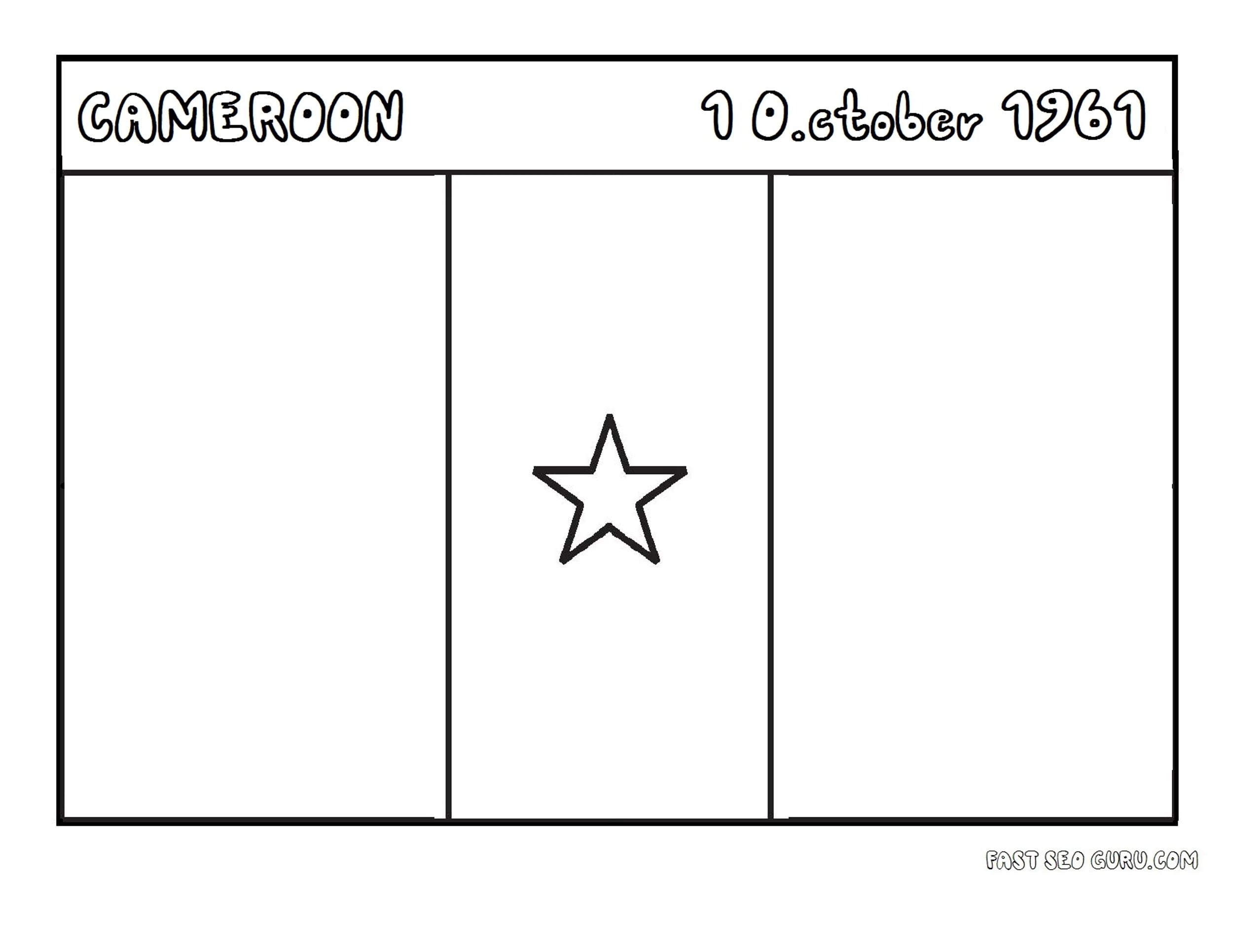 Printable Flag Of Cameroon Coloring Page