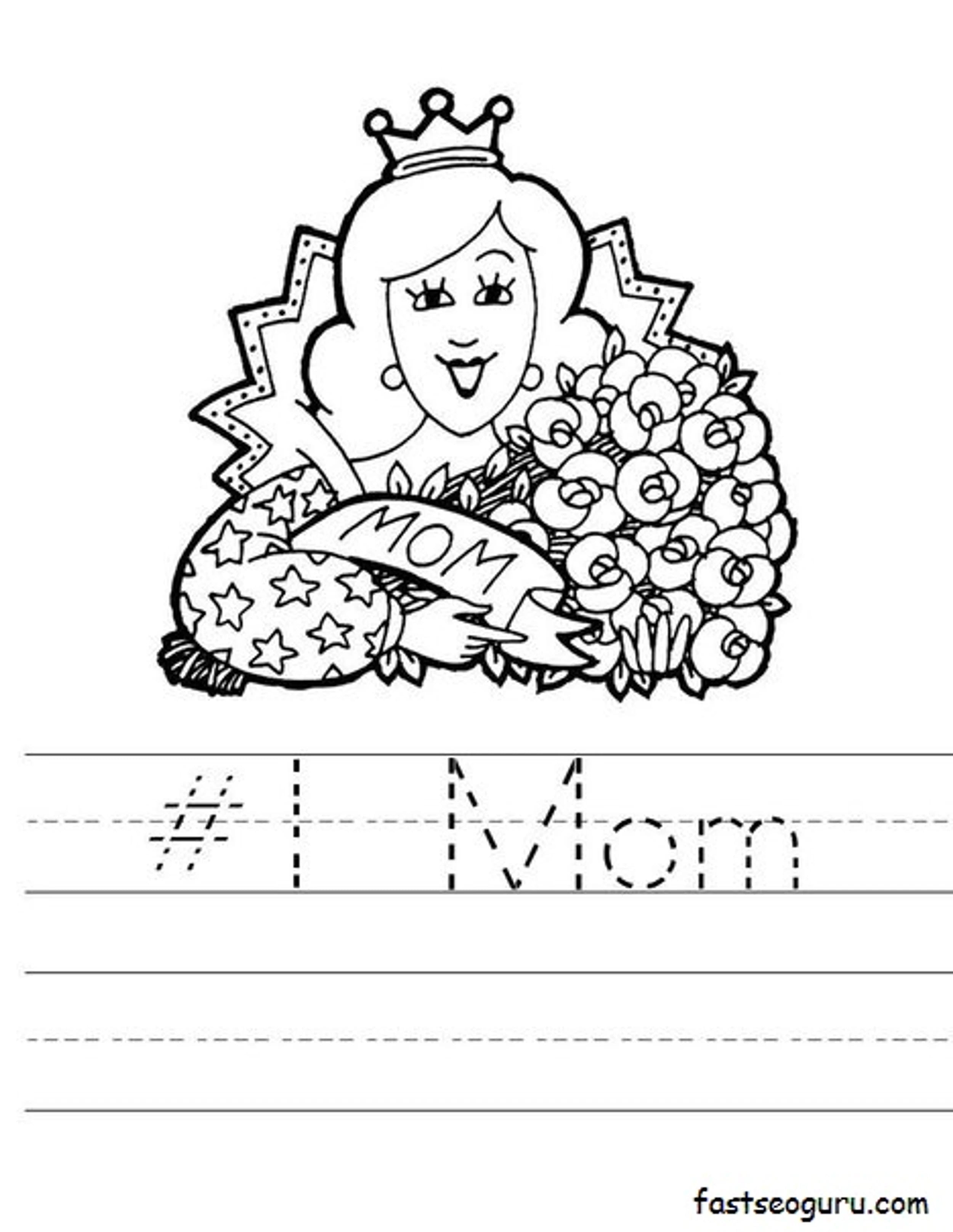 Printable Happy 1 Mom Worksheet Pages