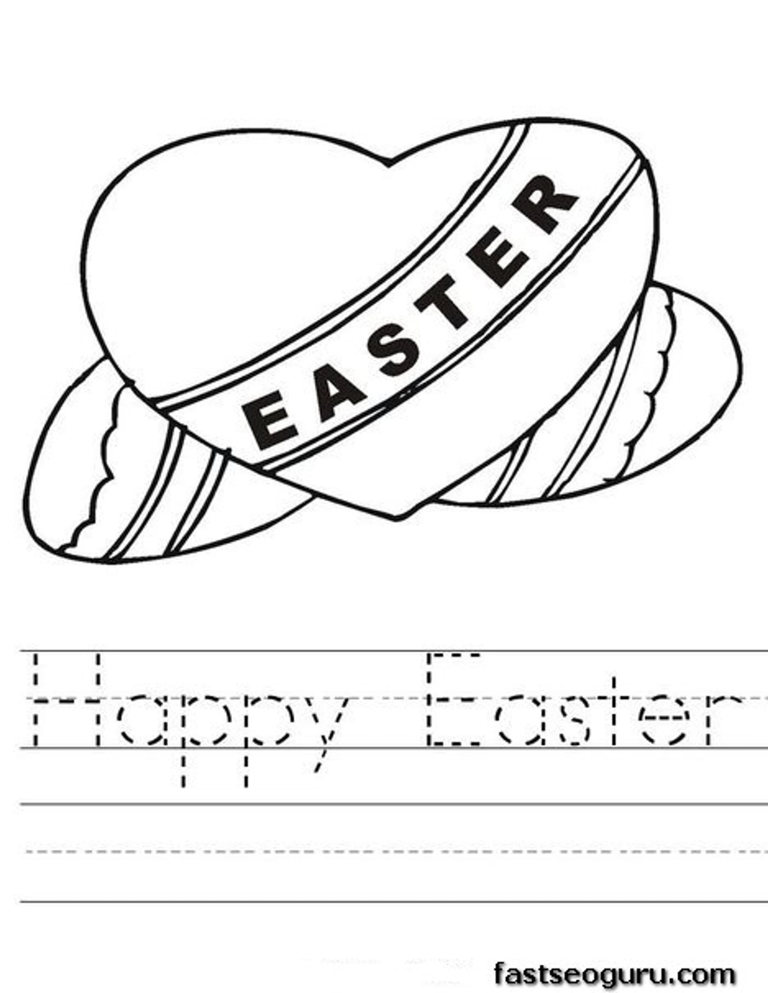 Happy Easter Hearts Coloring Page
