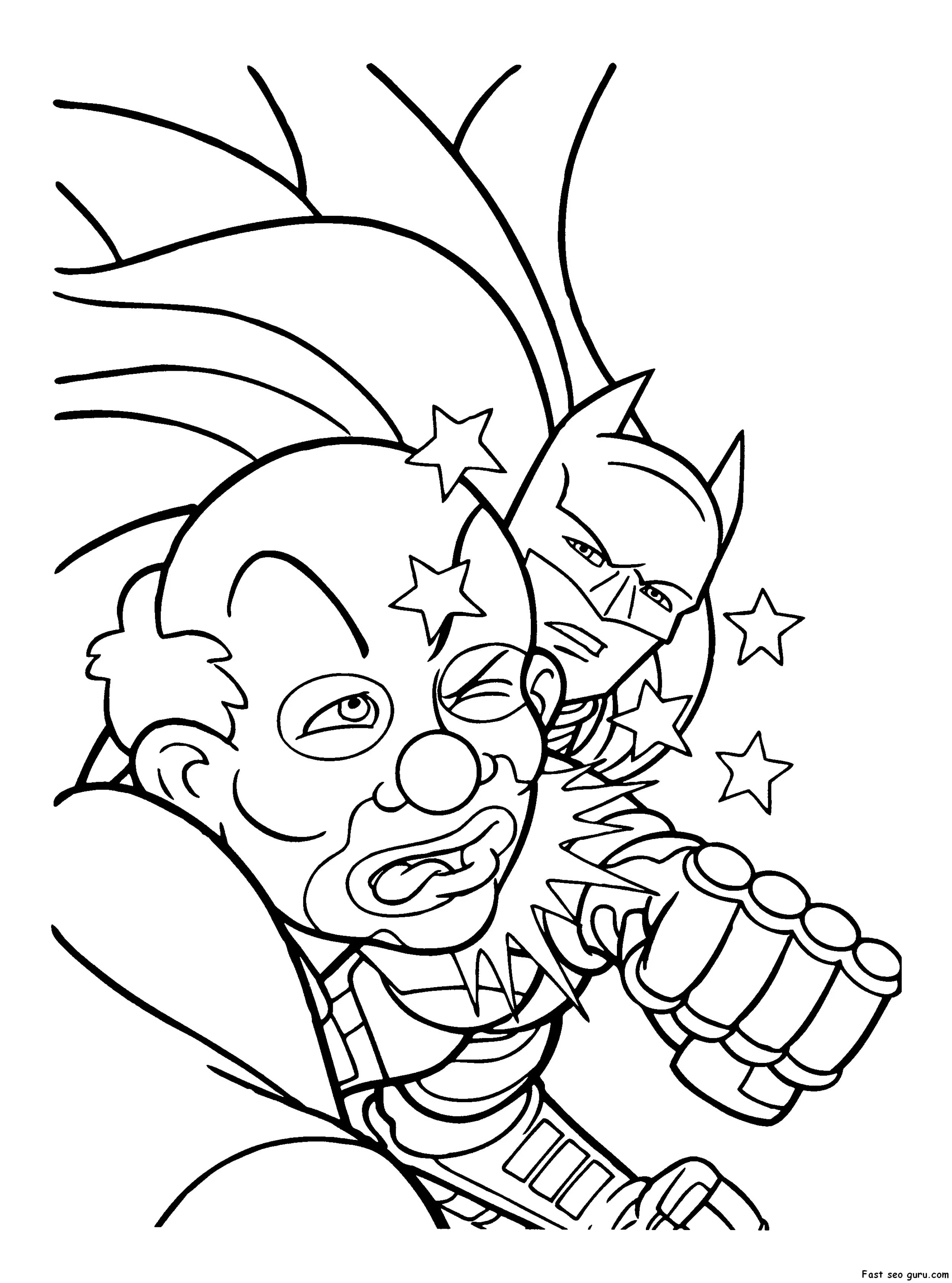 Printable Superheros Batman And Joker Coloring Page