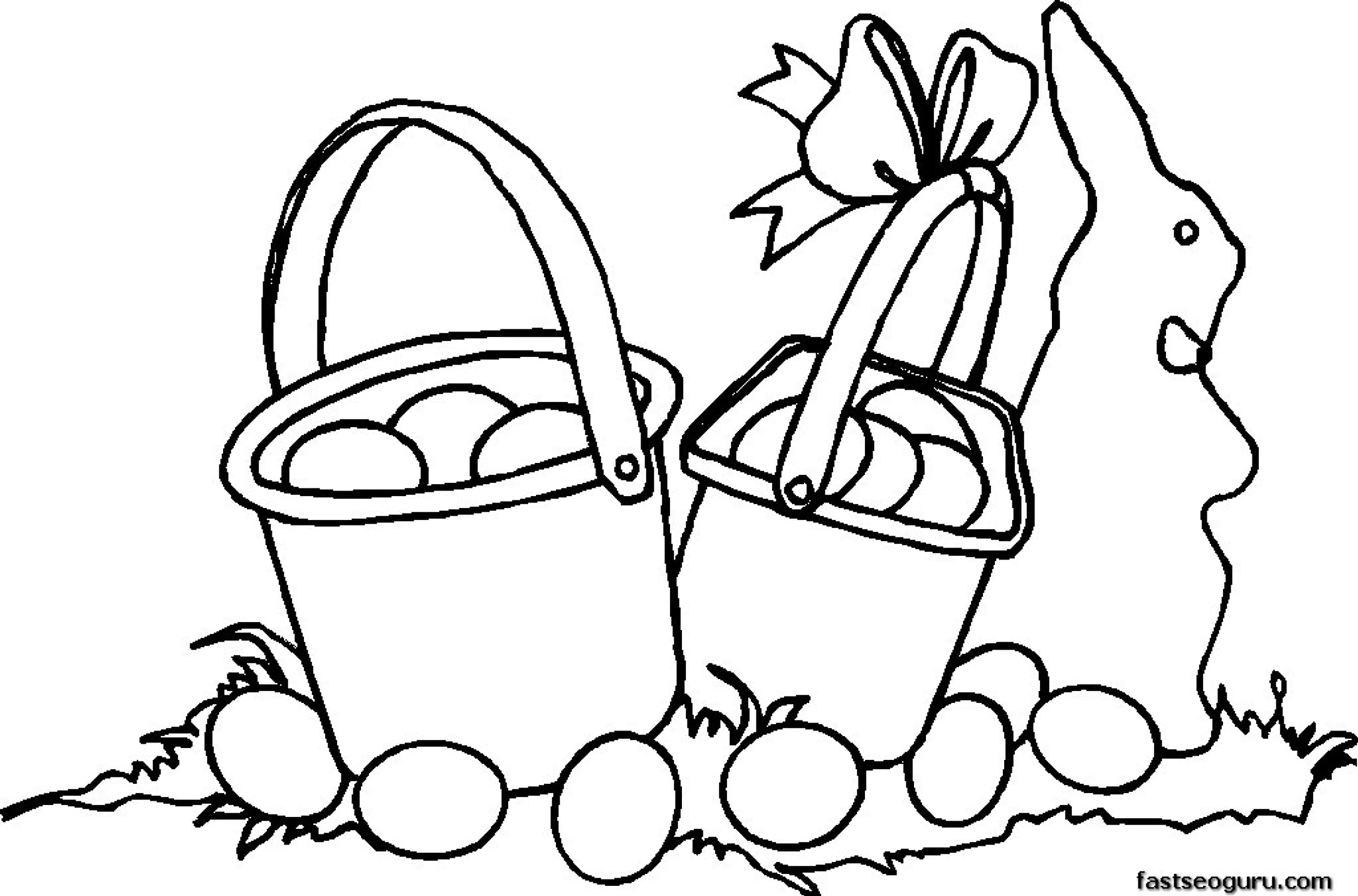 Printable Two Easter Baskets Coloring Page