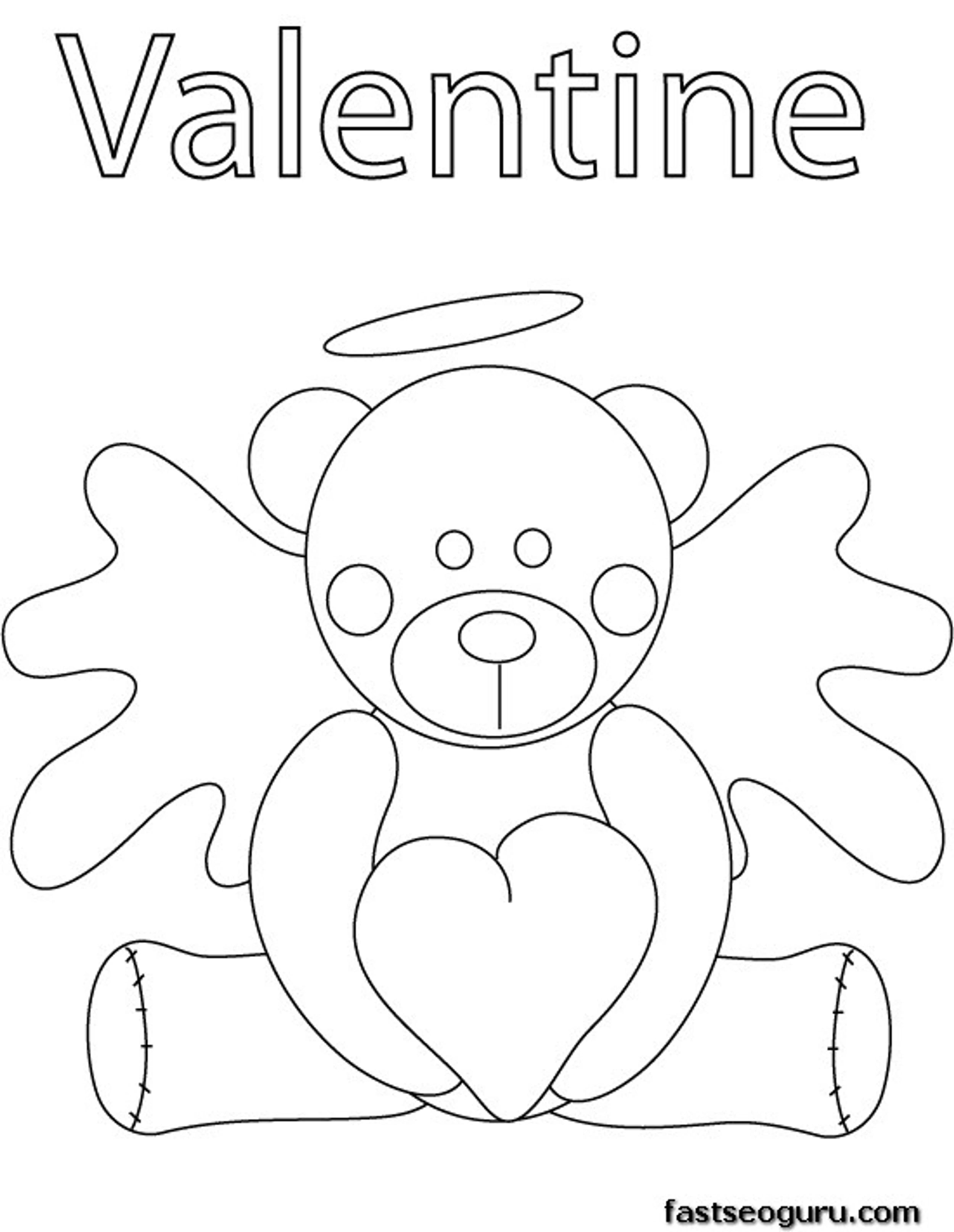 Printable Valentine Bear Coloring Pages