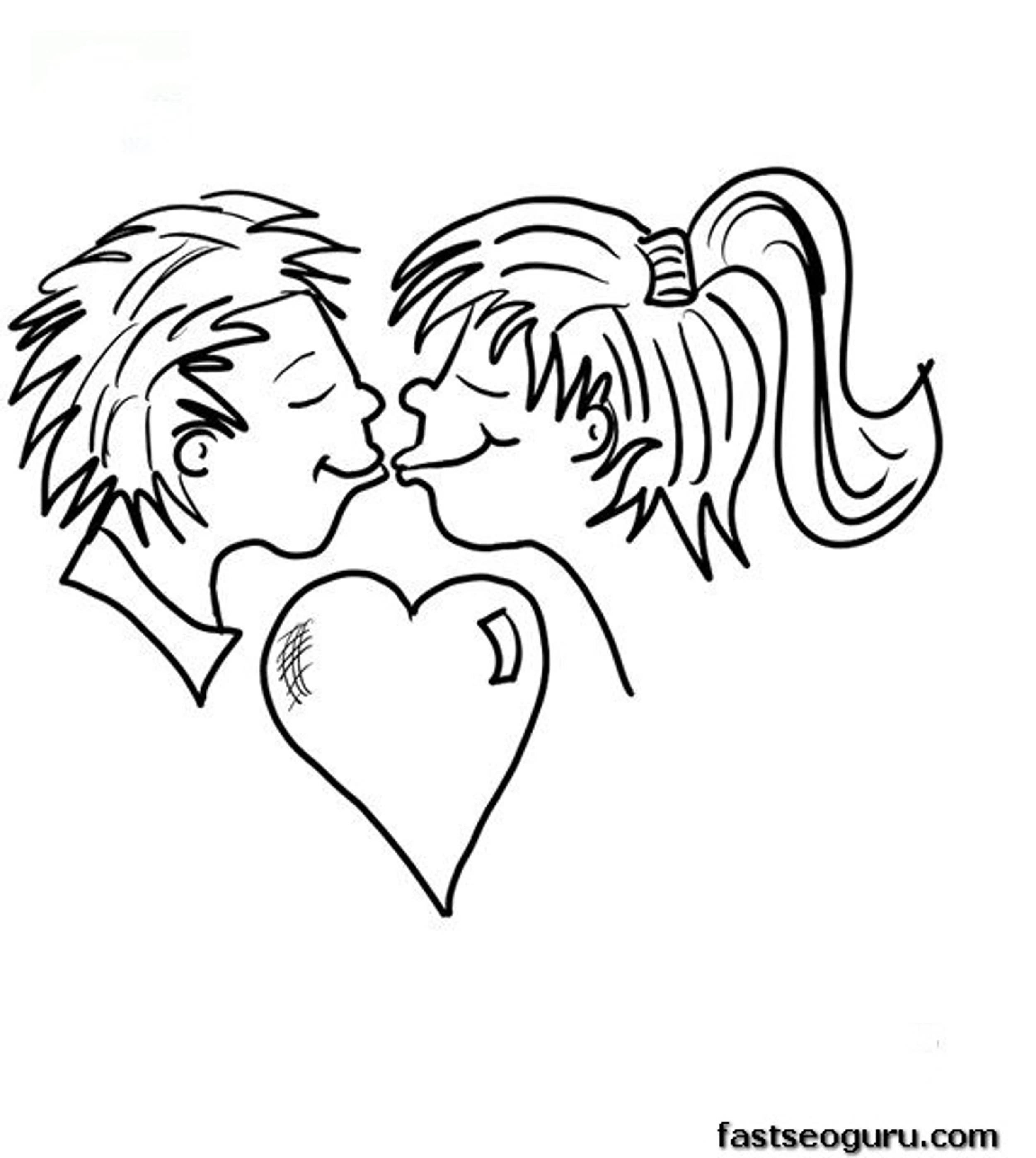 Printable Valentine Kisses Coloring Page
